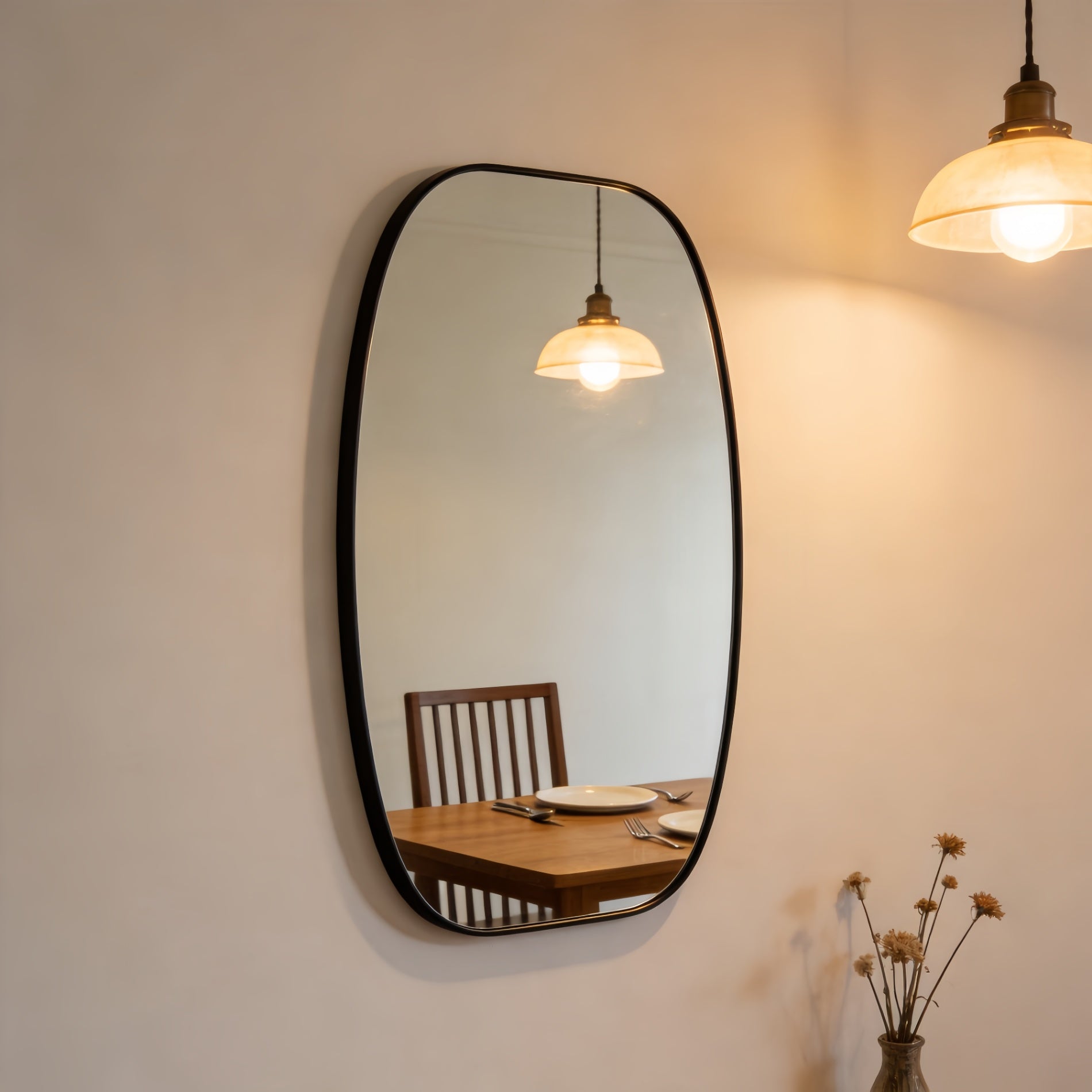 30 in. x 48 in. Metal Framed Oblong Oval Bathroom Vanity Mirror, 4 mm HD Wall Mirror, Horizontal or Vertical