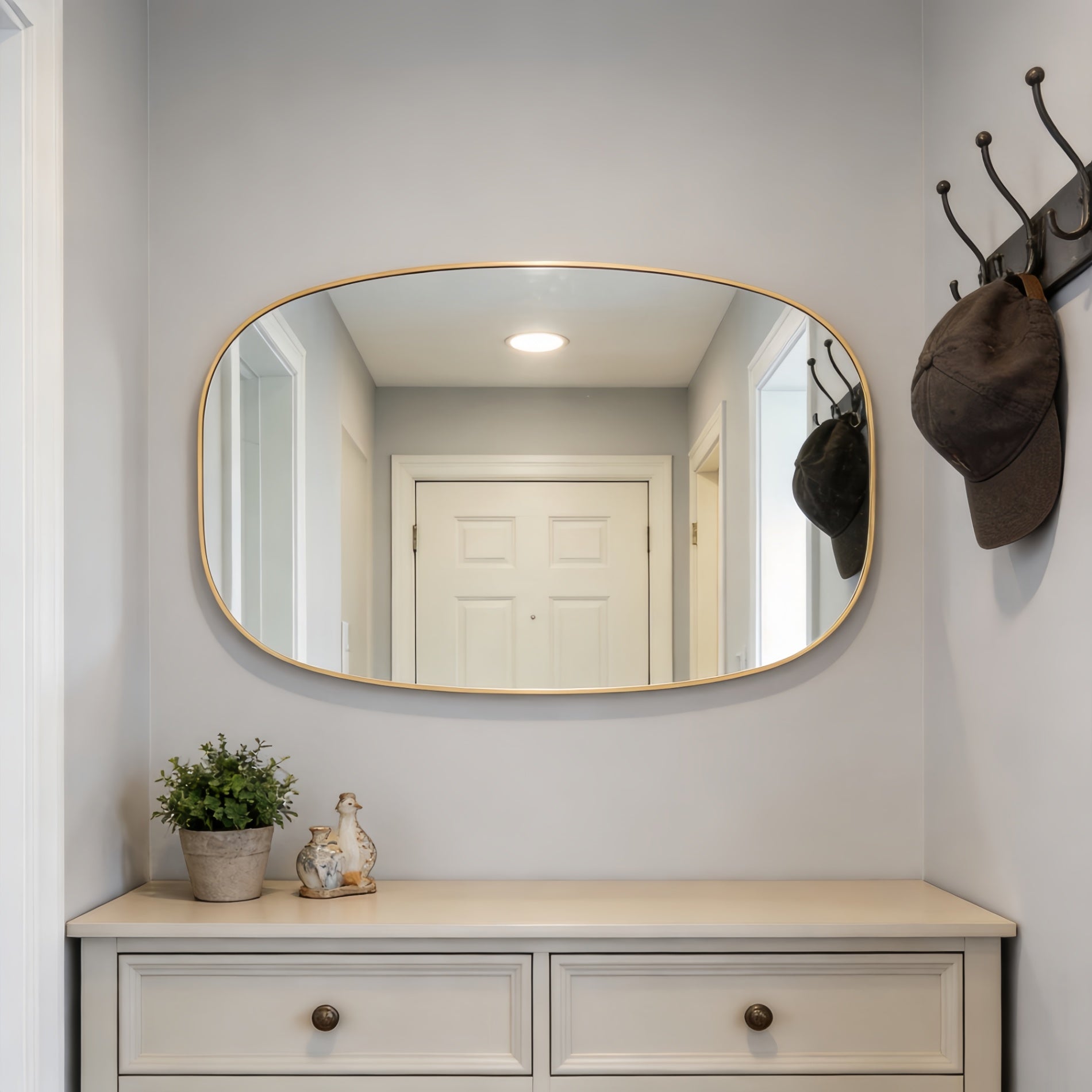 30 in. x 48 in. Metal Framed Oblong Oval Bathroom Vanity Mirror, 4 mm HD Wall Mirror, Horizontal or Vertical