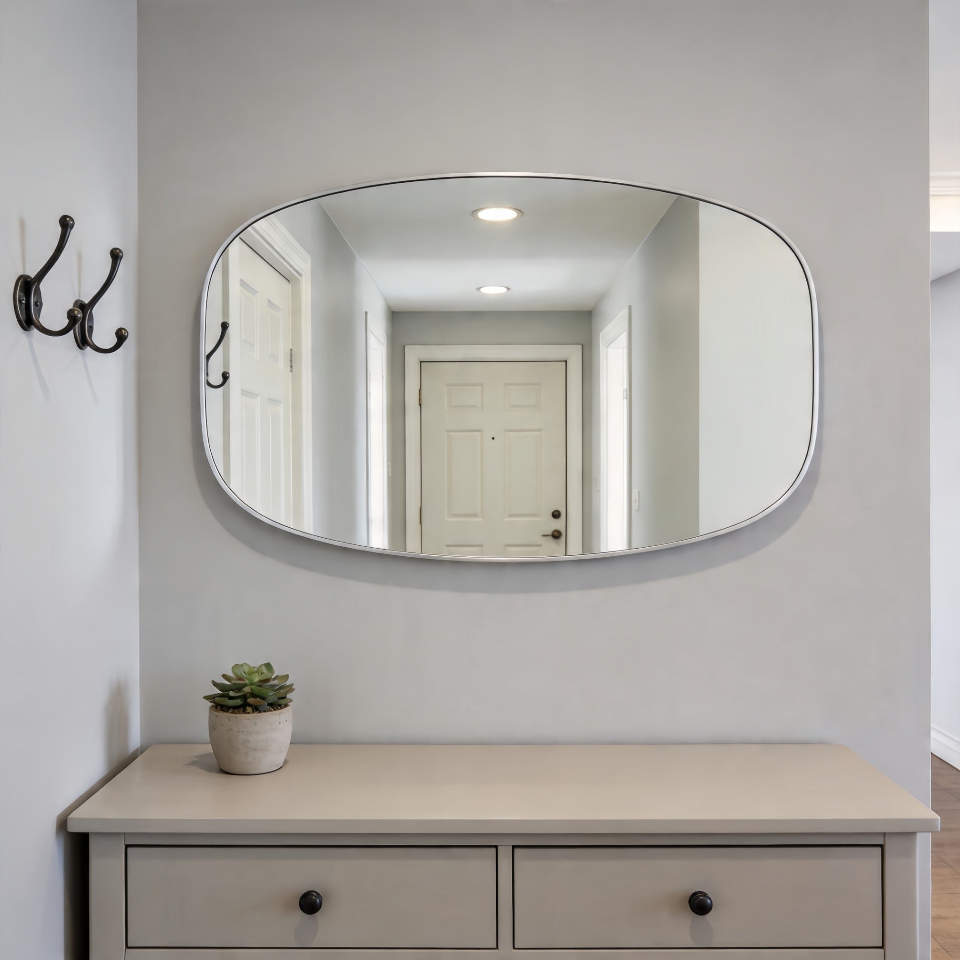 30 in. x 48 in. Metal Framed Oblong Oval Bathroom Vanity Mirror, 4 mm HD Wall Mirror, Horizontal or Vertical