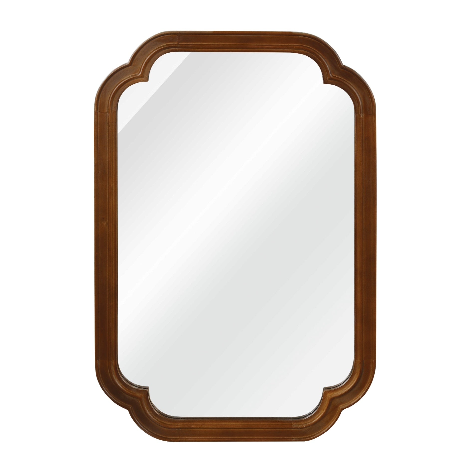 24" x 36" Solid Wood Frame Rounded Corner Decorative Mirror, For Bedroom, Bathroom, Living Room, Entryway