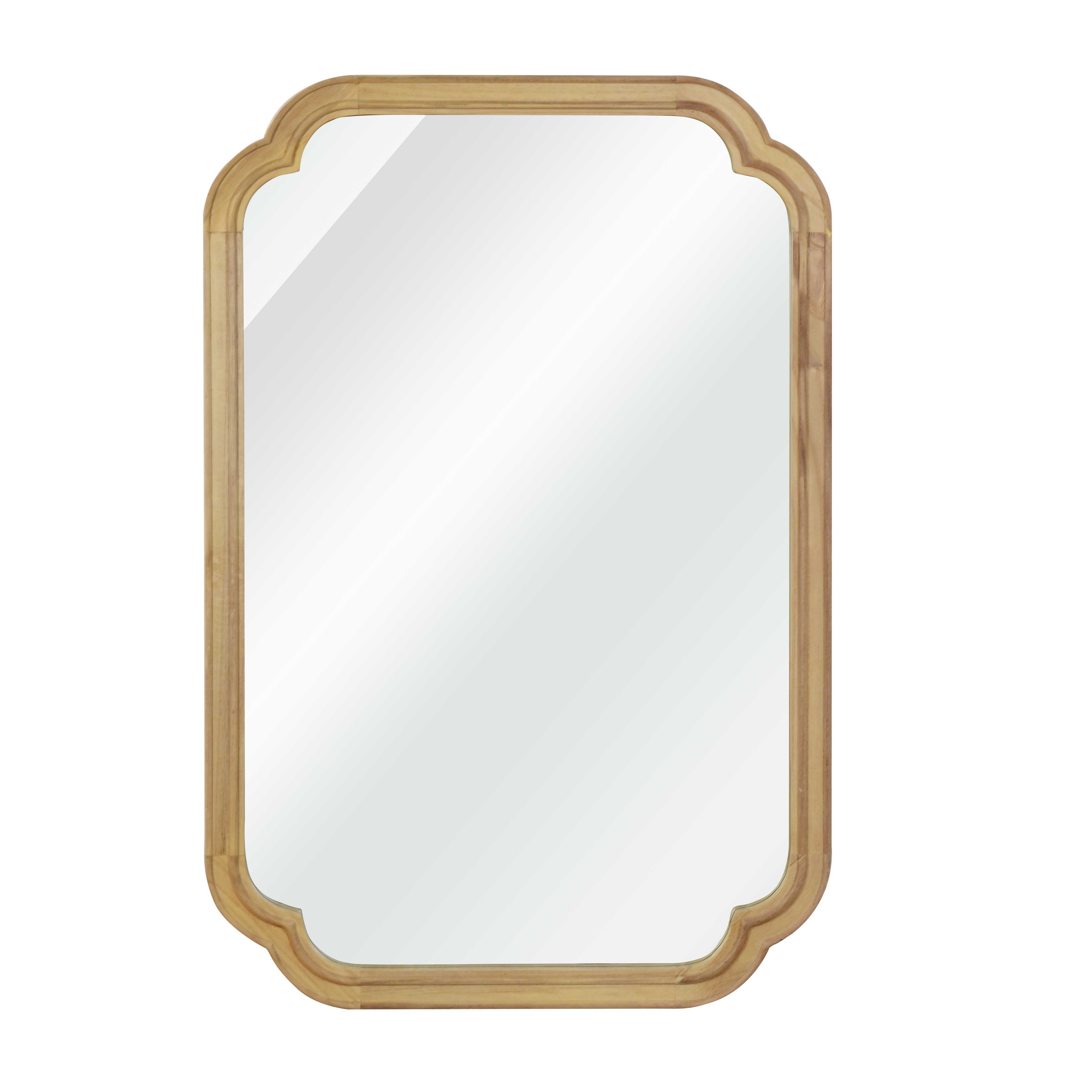 24" x 36" Solid Wood Frame Rounded Corner Decorative Mirror, For Bedroom, Bathroom, Living Room, Entryway