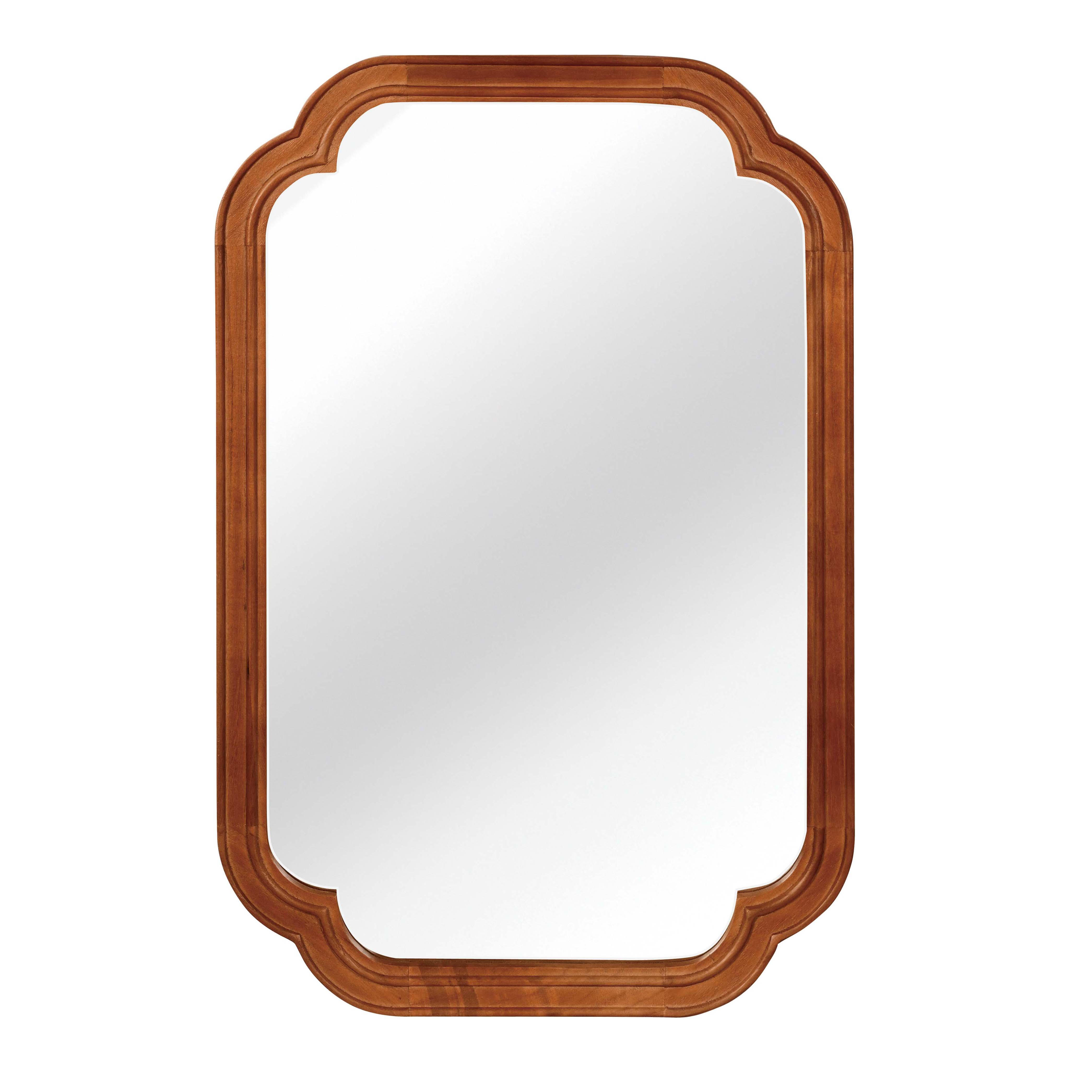 24" x 36" Solid Wood Frame Rounded Corner Decorative Mirror, For Bedroom, Bathroom, Living Room, Entryway