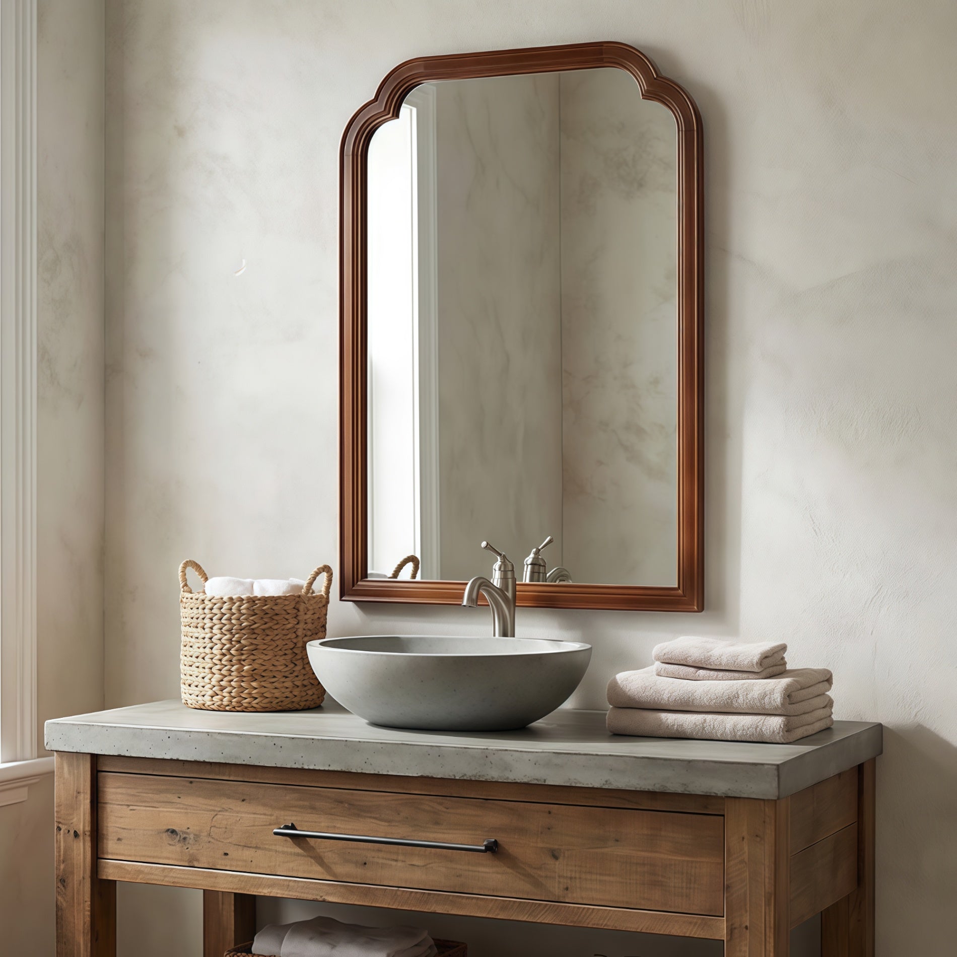24 in. x 36 in. Solid Wood Frame Wall Mirror, Rounded Corner Tempered Glass Vanity Mirror for Bathroom, Bedroom & Entryway