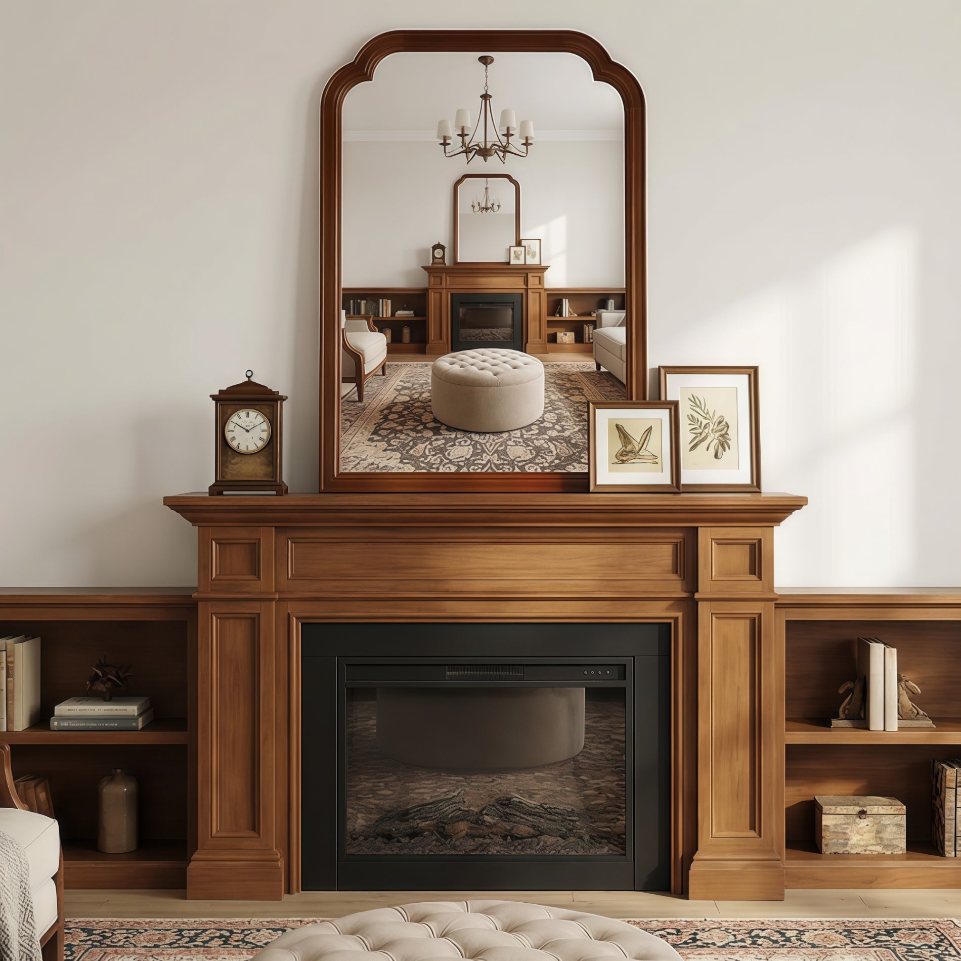24 in. x 36 in. Solid Wood Frame Wall Mirror, Rounded Corner Tempered Glass Vanity Mirror for Bathroom, Bedroom & Entryway
