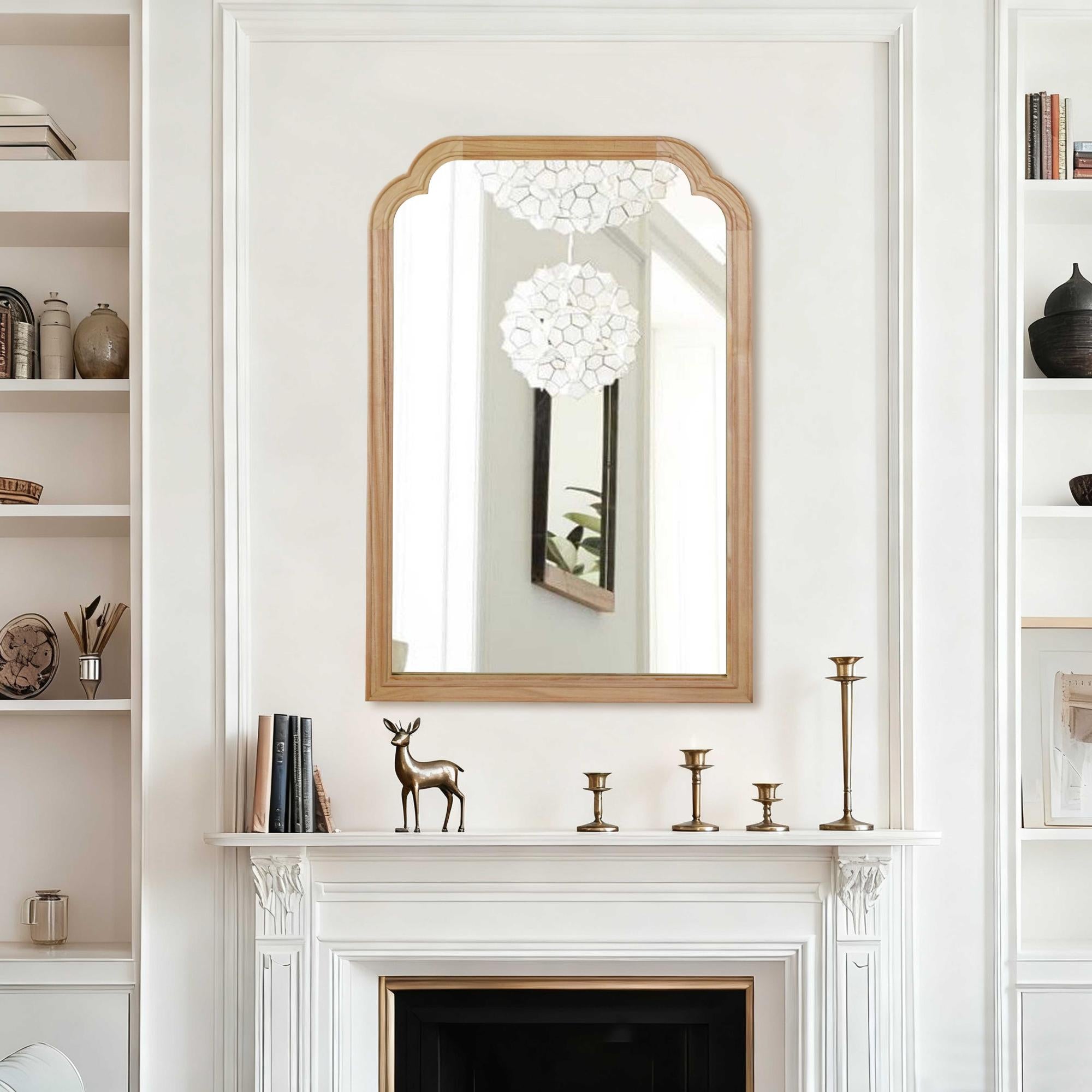 24 in. x 36 in. Solid Wood Frame Wall Mirror, Rounded Corner Tempered Glass Vanity Mirror for Bathroom, Bedroom & Entryway