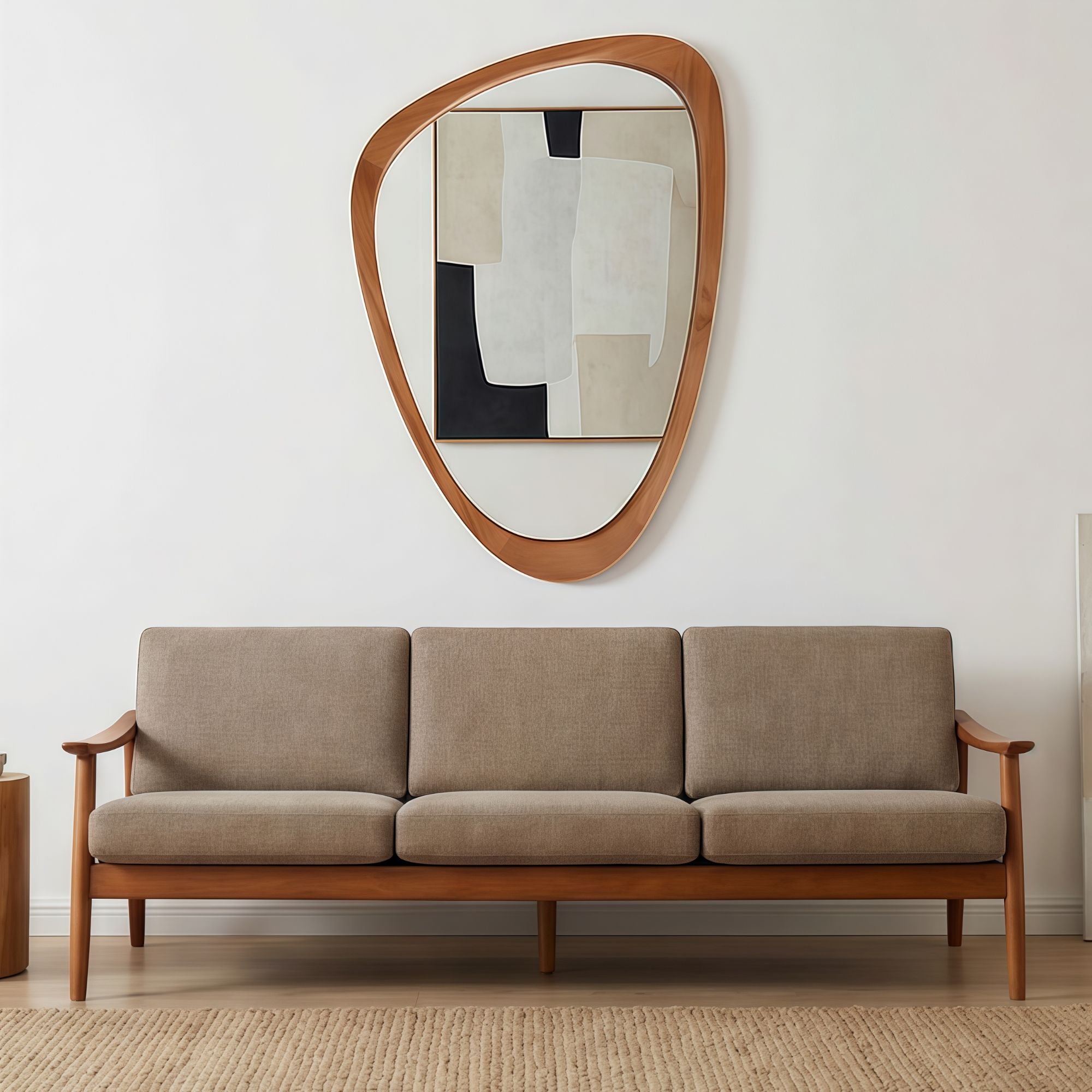 24 in. x 36 in. Irregular Solid Wood Wall Mirror, Decorative Tempered Glass Vanity Mirror for Bathroom, Bedroom & Entryway