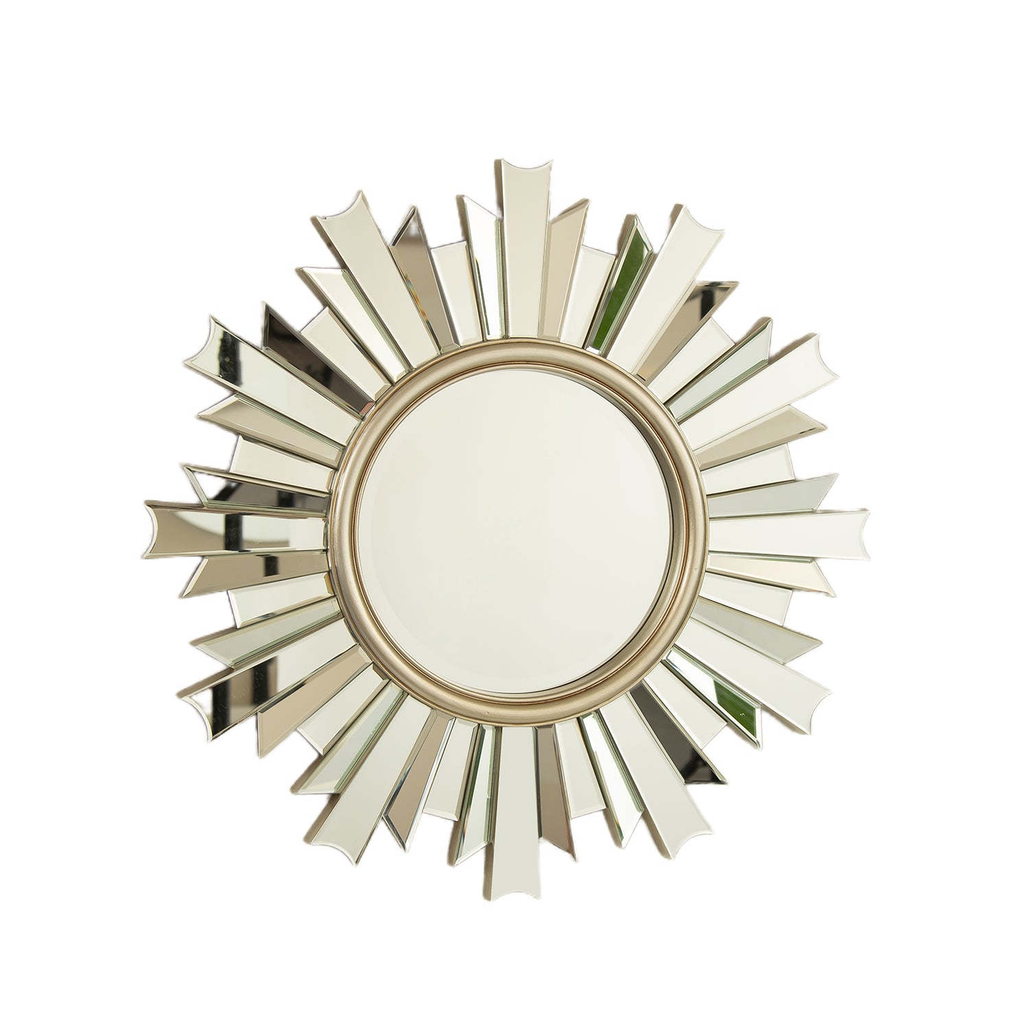 26 in. Sunburst PU Wall Mirror, Modern Round Decorative Accent Mirror for Living Room, Bedroom, Hallway & Entryway