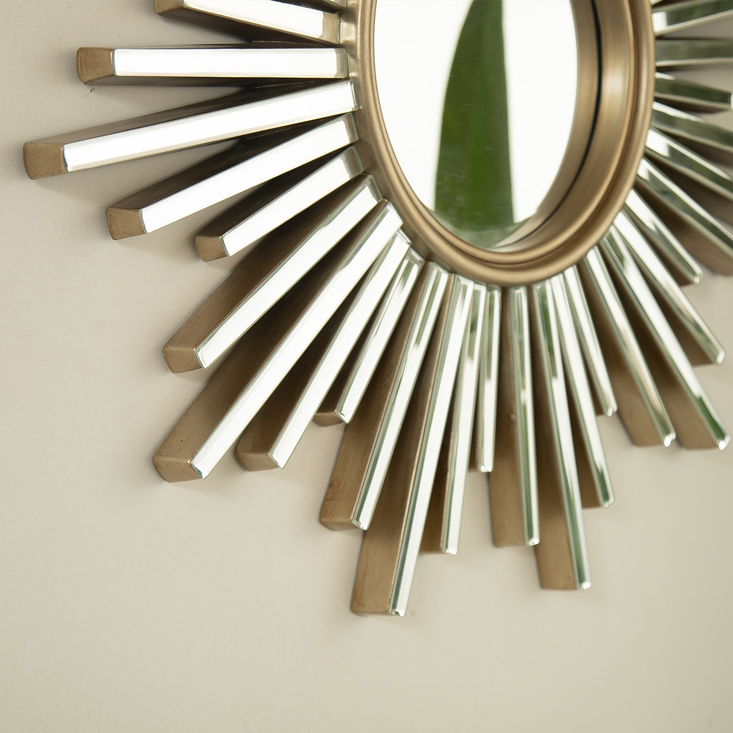 33 in. Luxury Silver PU Sunburst Wall Mirror, Modern Decorative Accent Mirror for Bathroom, Bedroom, Living Room & Entryway