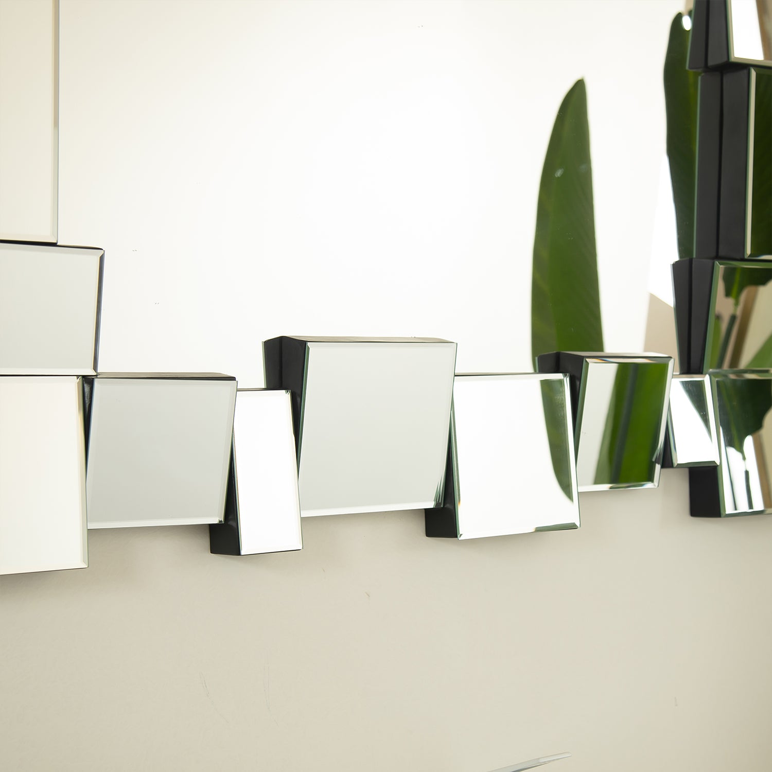 30 in. Geometric Square-Spliced PU Wall Mirror, Modern Decorative Accent Mirror, Horizontal or Vertical for Living Room, Bedroom & Entryway