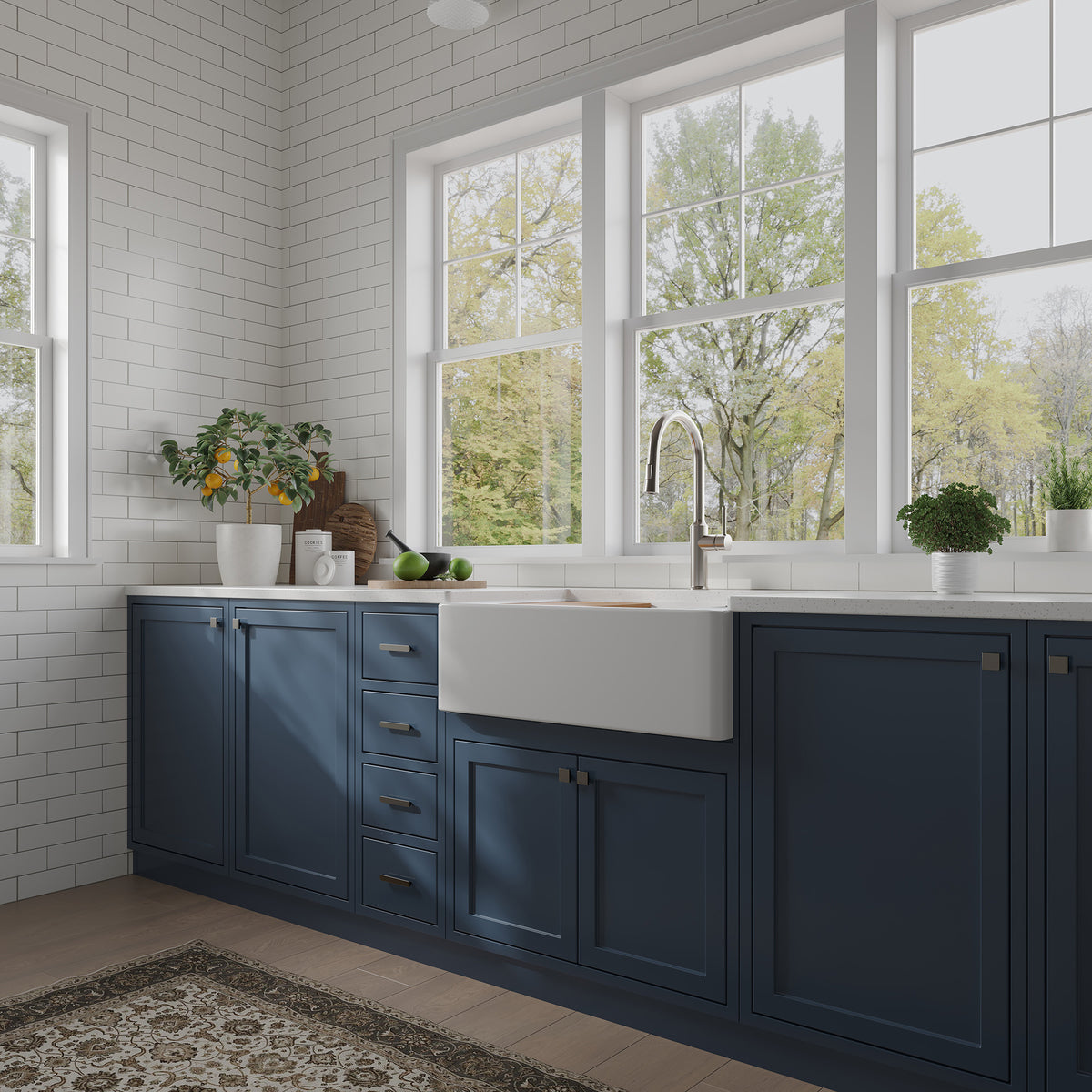 Fireclay Farmhouse Workstation Kitchen Sink with Accessories
