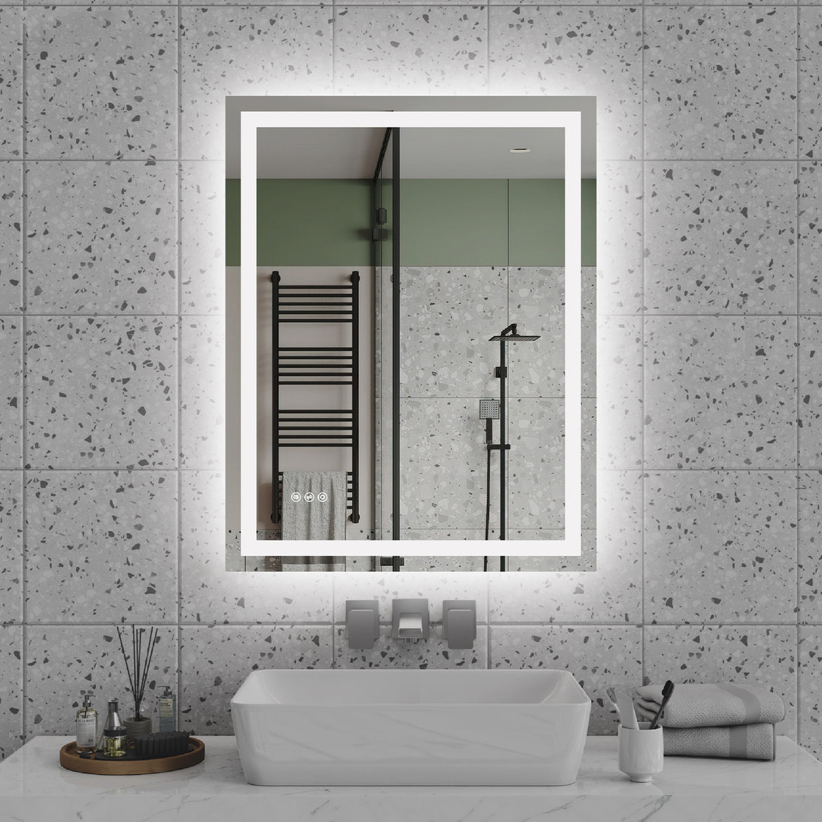 RAINLEX Front and Backlit LED Bathroom Mirror with Anti-Fog, 3 Color Temperatures