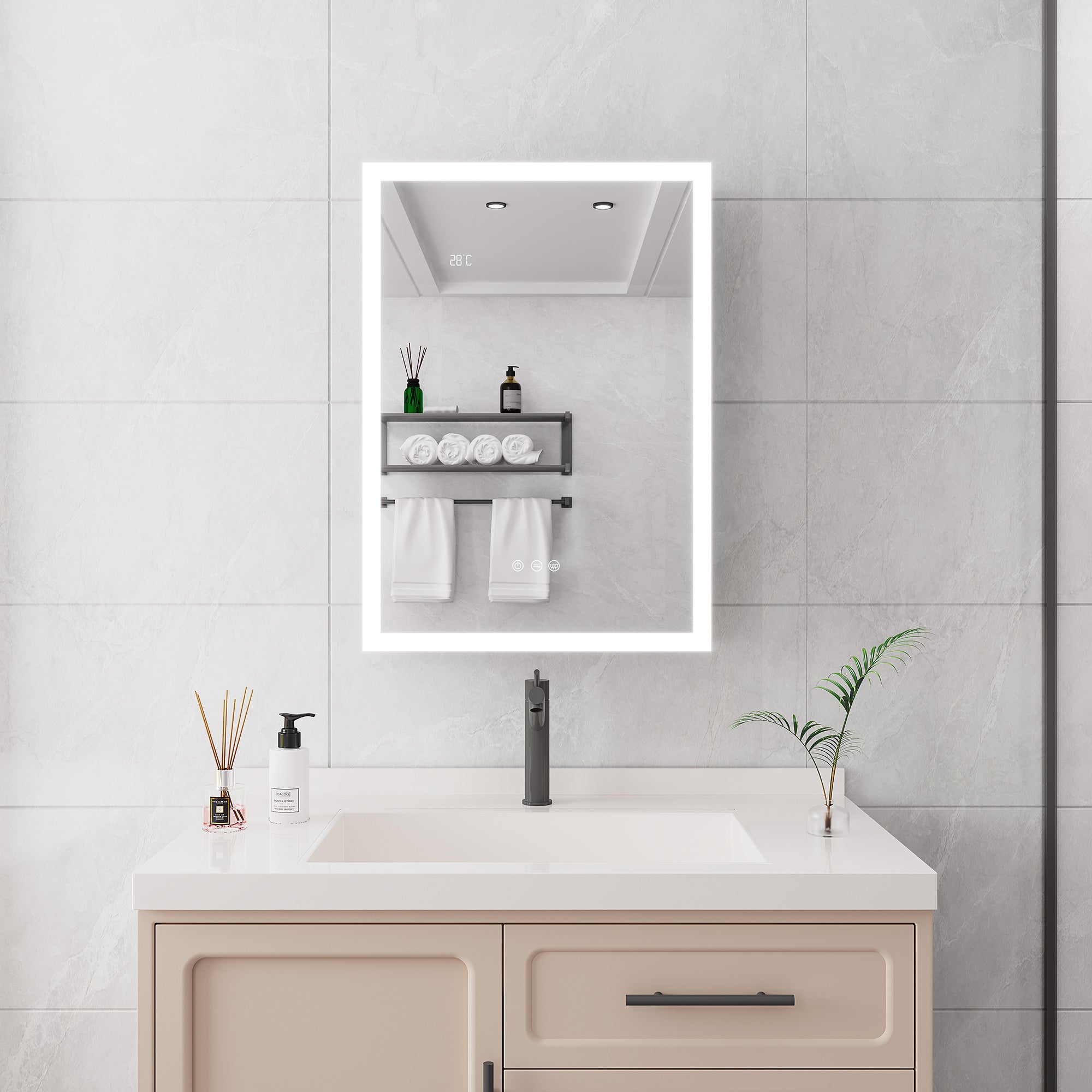 20" x 28" LED Surface-Mount Medicine Cabinet with Mirror and Defogger (MC04)