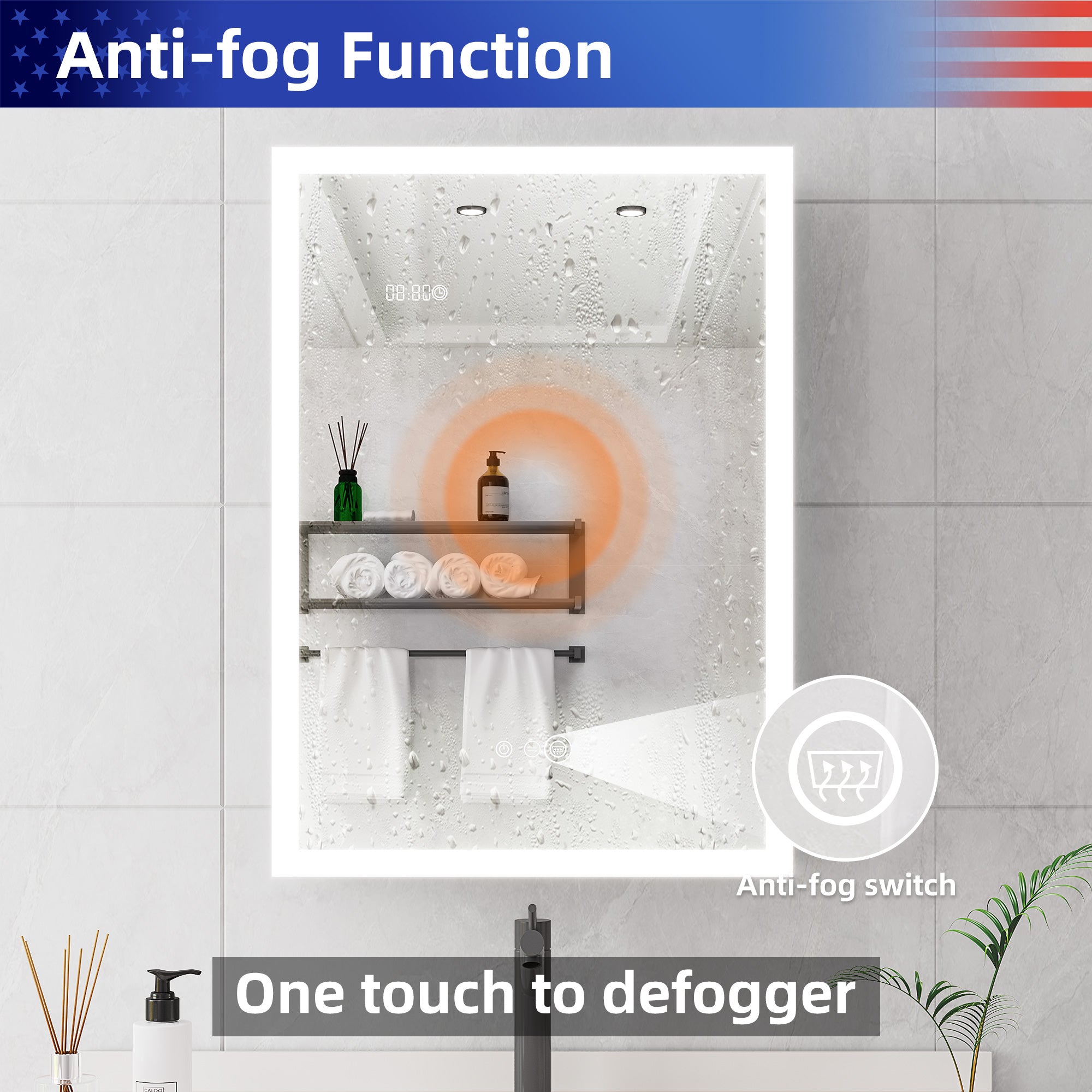20" x 28" LED Surface-Mount Medicine Cabinet with Mirror and Defogger (MC04)