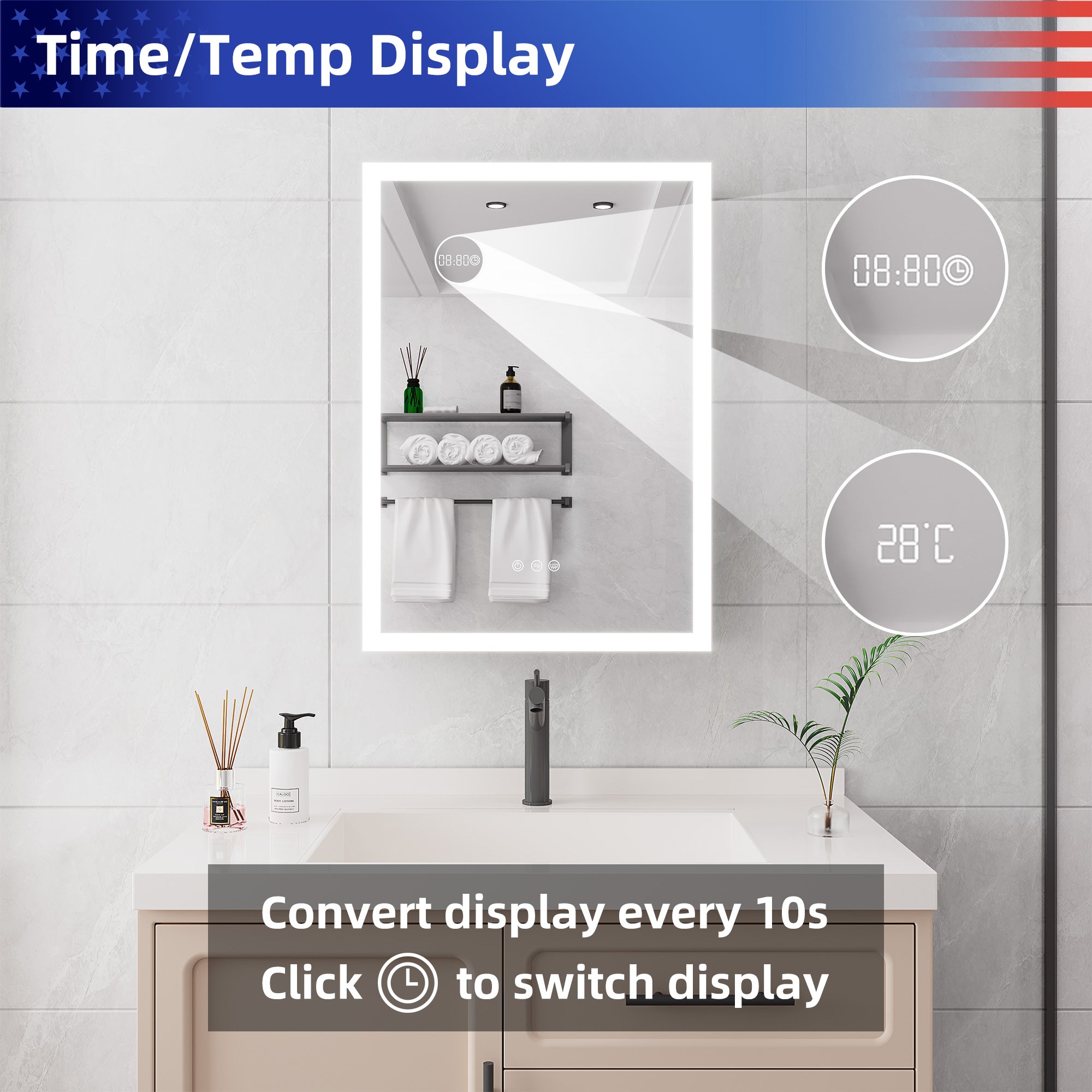 20" x 28" LED Surface-Mount Medicine Cabinet with Mirror and Defogger (MC04)