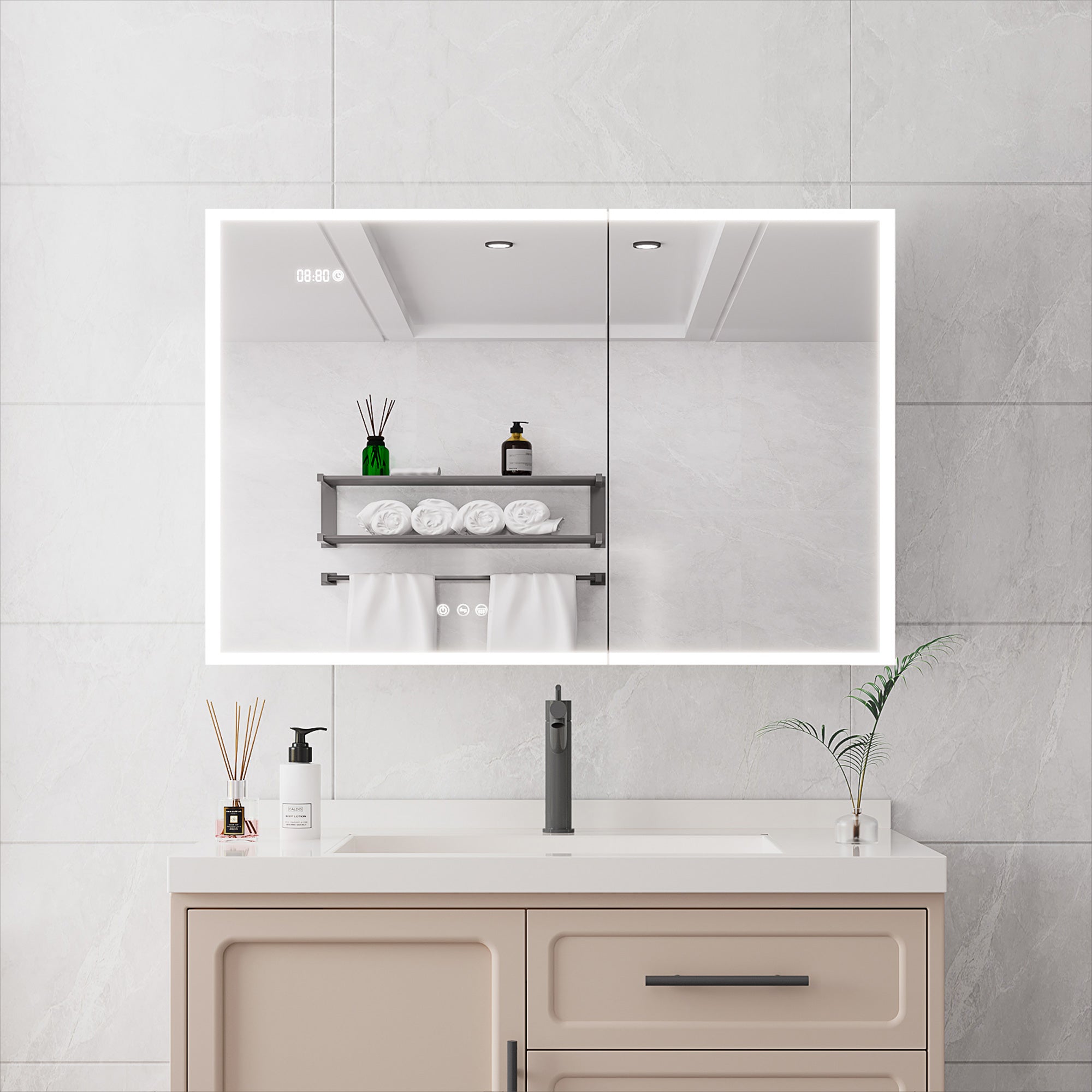 36" x 24" LED Surface-Mount Medicine Cabinet with Mirror and Defogger (MC05)