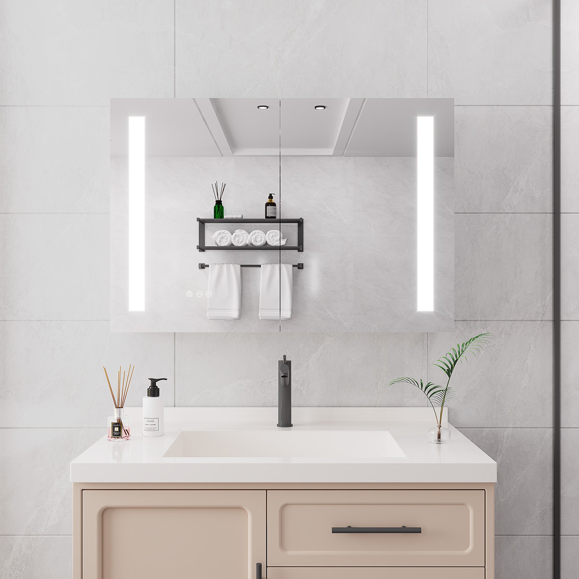 36" x 24" LED Surface-Mount Medicine Cabinet with Mirror and Defogger