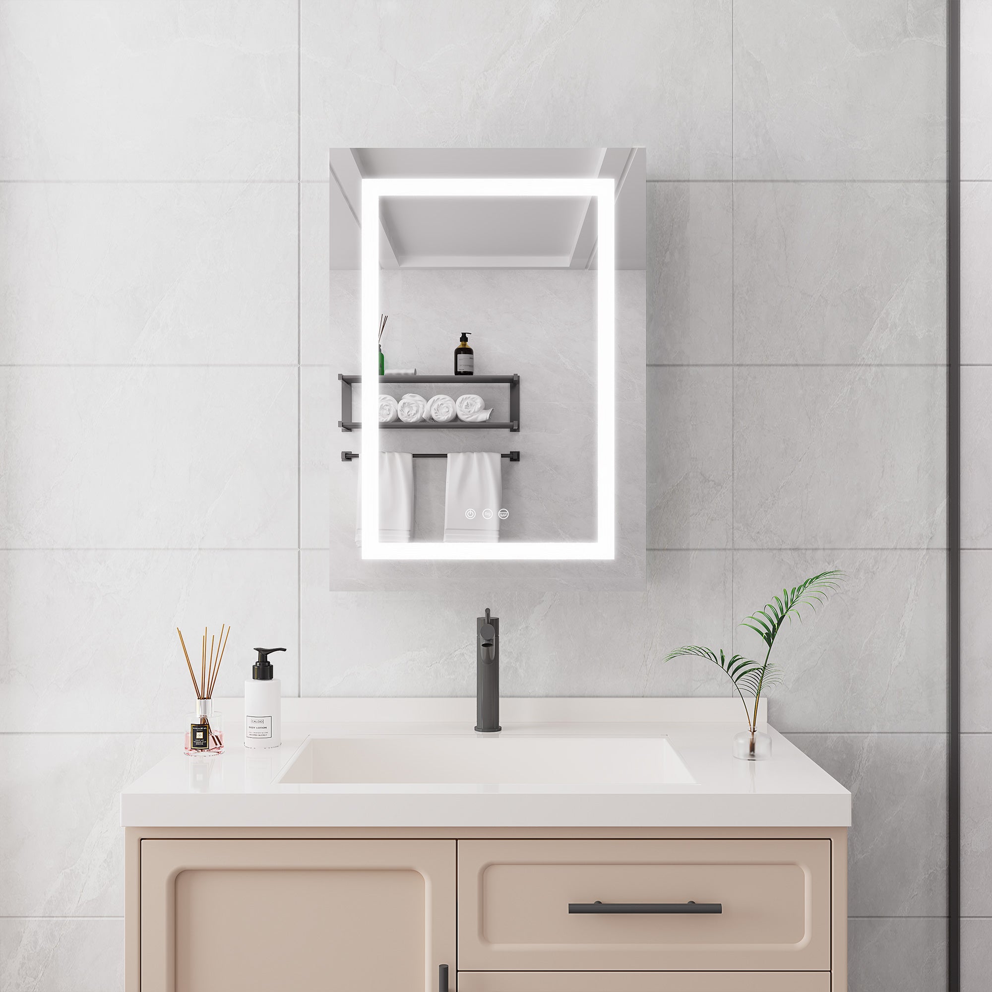 20" x 28" LED Surface-Mount Medicine Cabinet with Mirror and Defogger
