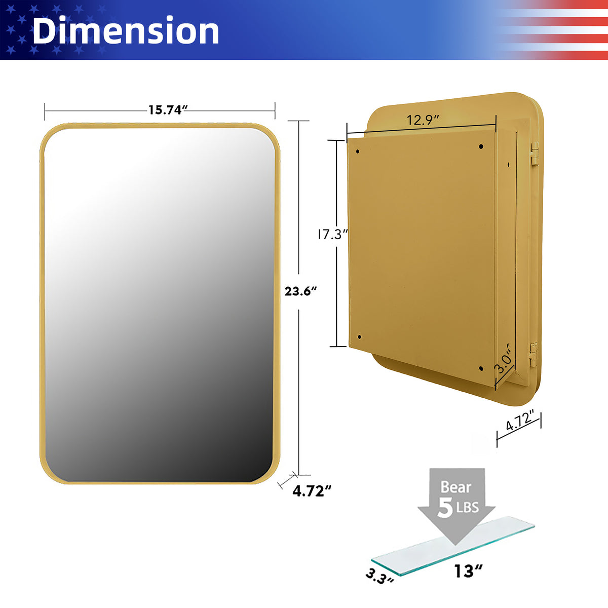 RAINLEX 16" x 24" Recessed Medicine Cabinet with Mirror