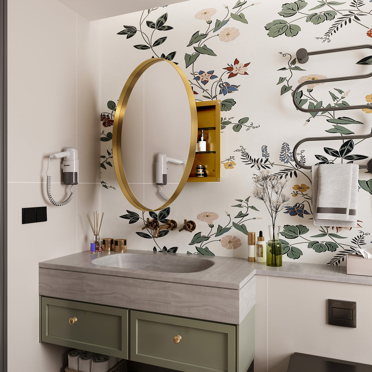 RAINLEX 31.5" x 31.5" Wall-Mount Medicine Cabinet with Mirror
