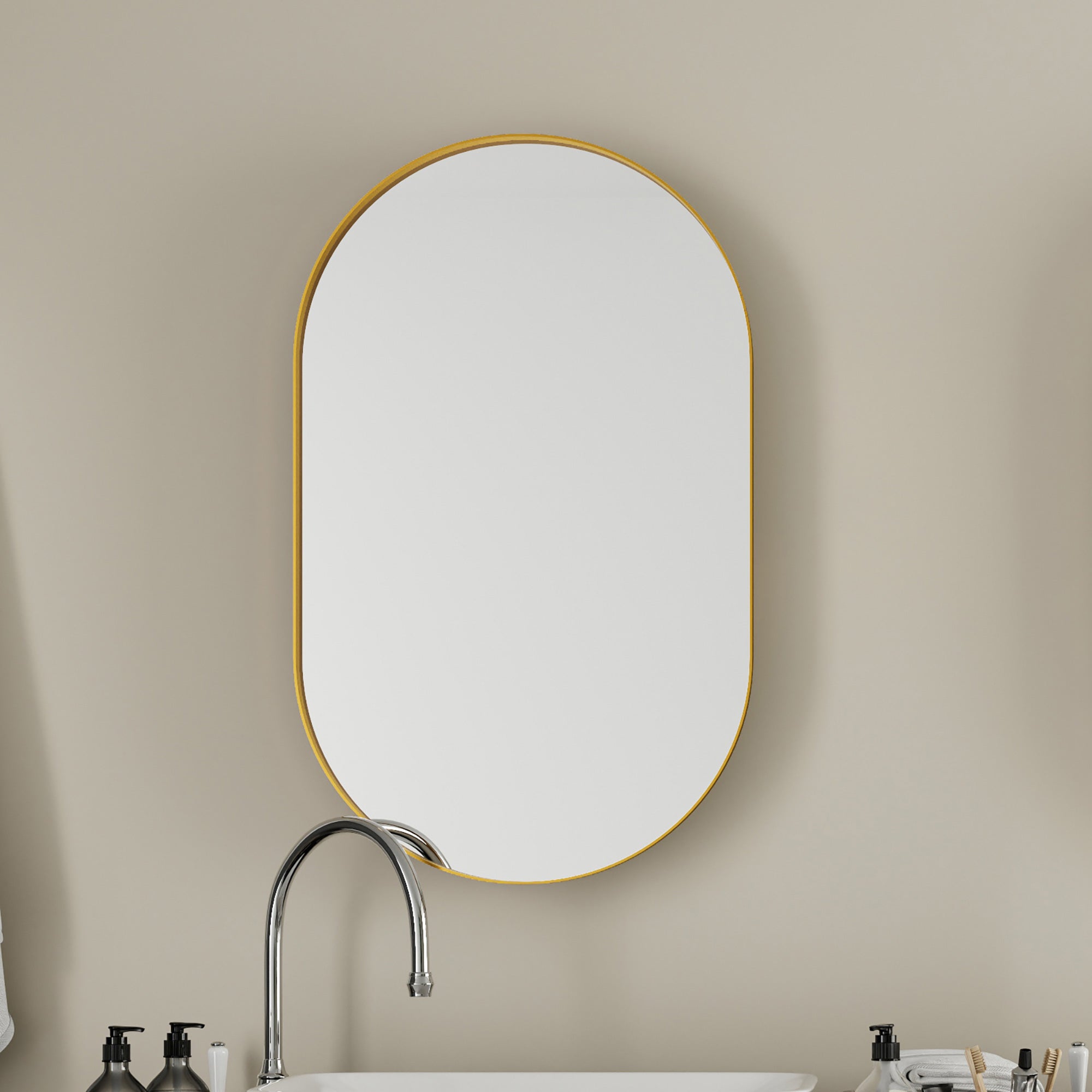 20" x 34" Recessed Framed Medicine Cabinet with Mirror, Matte Black
