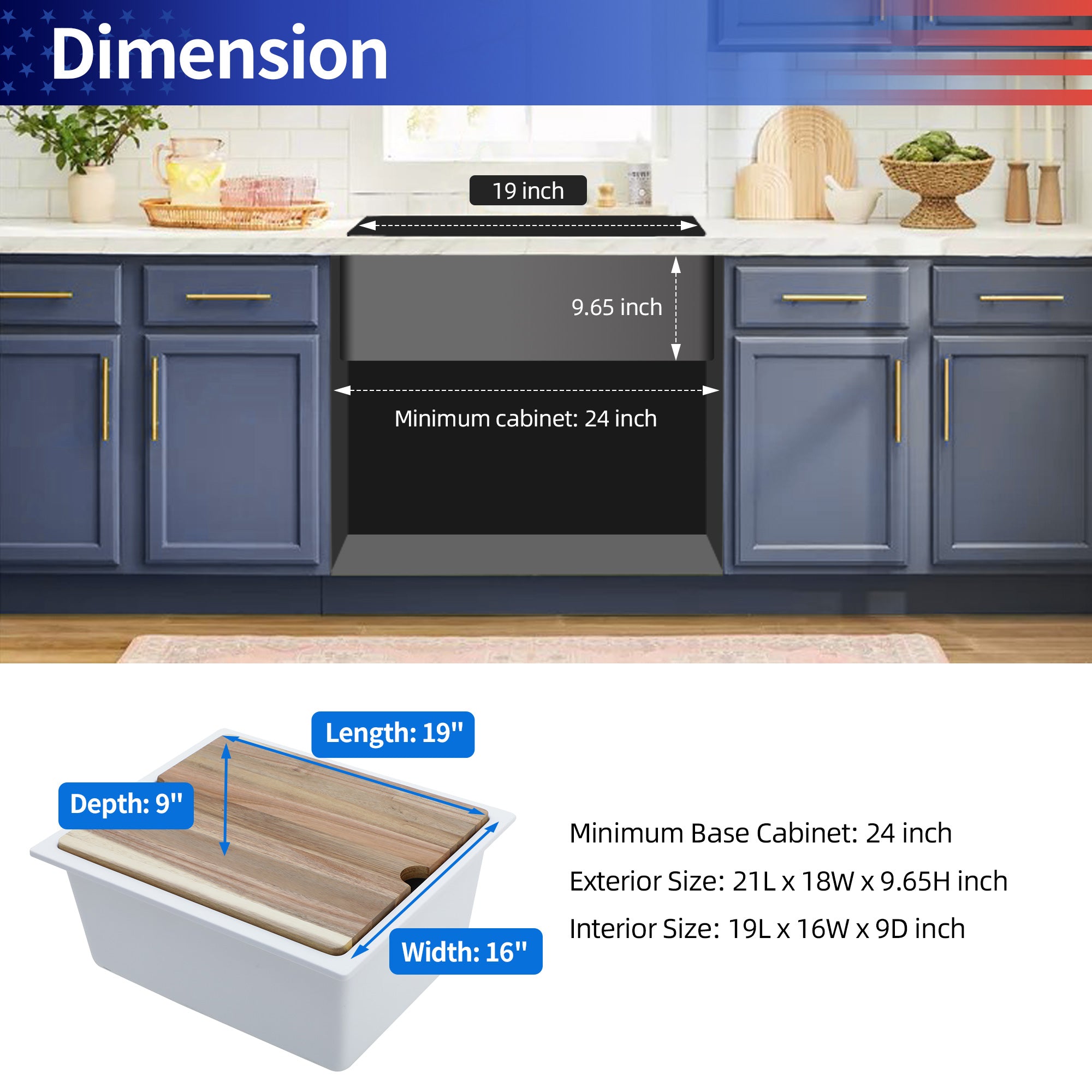 21" x 18" Undermount Single Bowl Quartz Composite Workstation Sink, Matte White