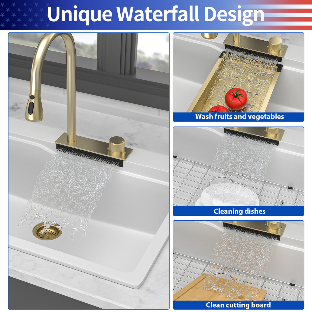 RAINLEX 33" x 22" Undermount Kitchen Sink with Pull-Out Faucet in Matte White