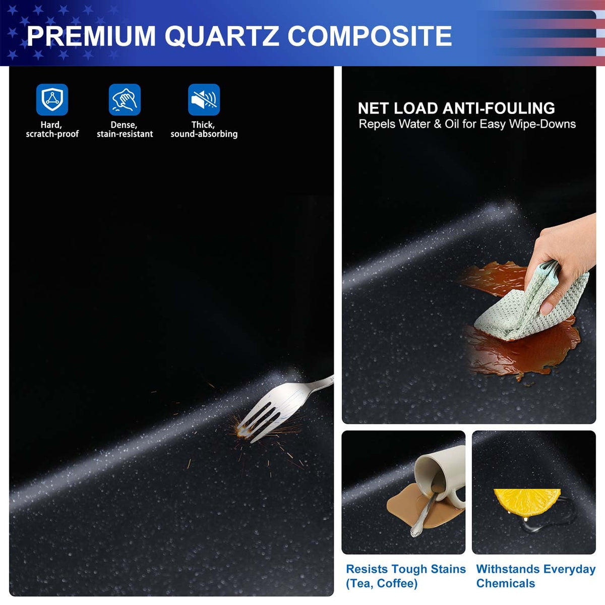 RAINLEX 15 in. Topmount Single Bowl Quartz Composite Bar Sink in Black