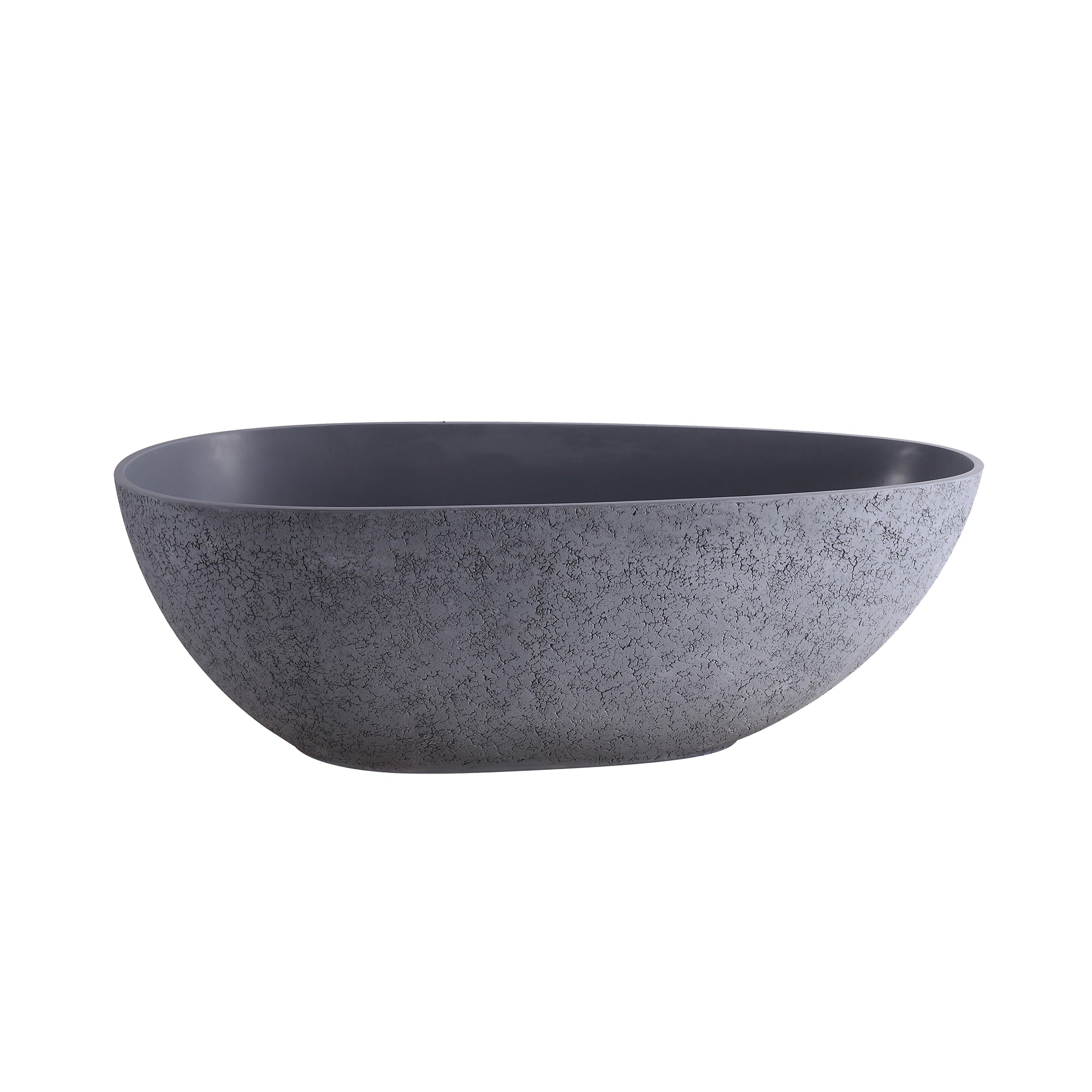 65" Egg Shaped Solid Surface Freestanding Soaking Bathtub