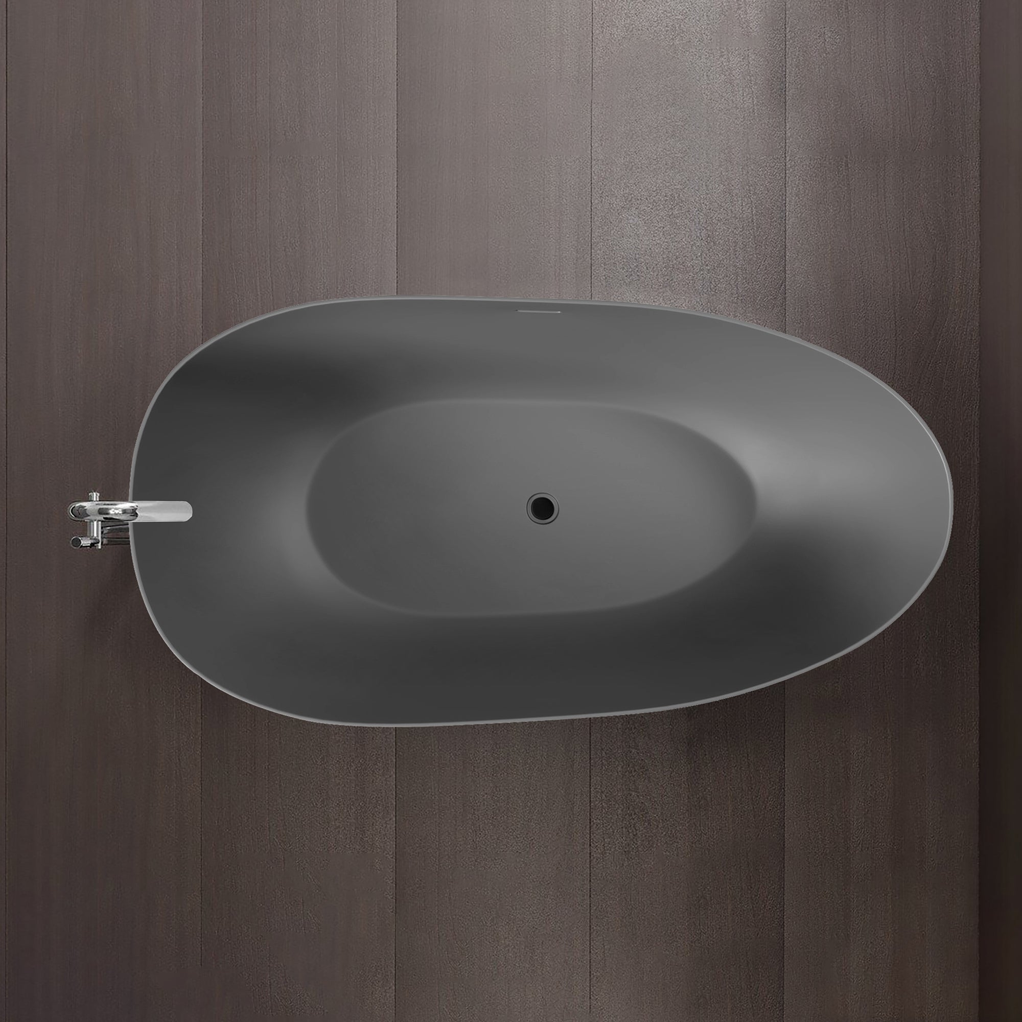 65" Egg Shaped Solid Surface Freestanding Soaking Bathtub