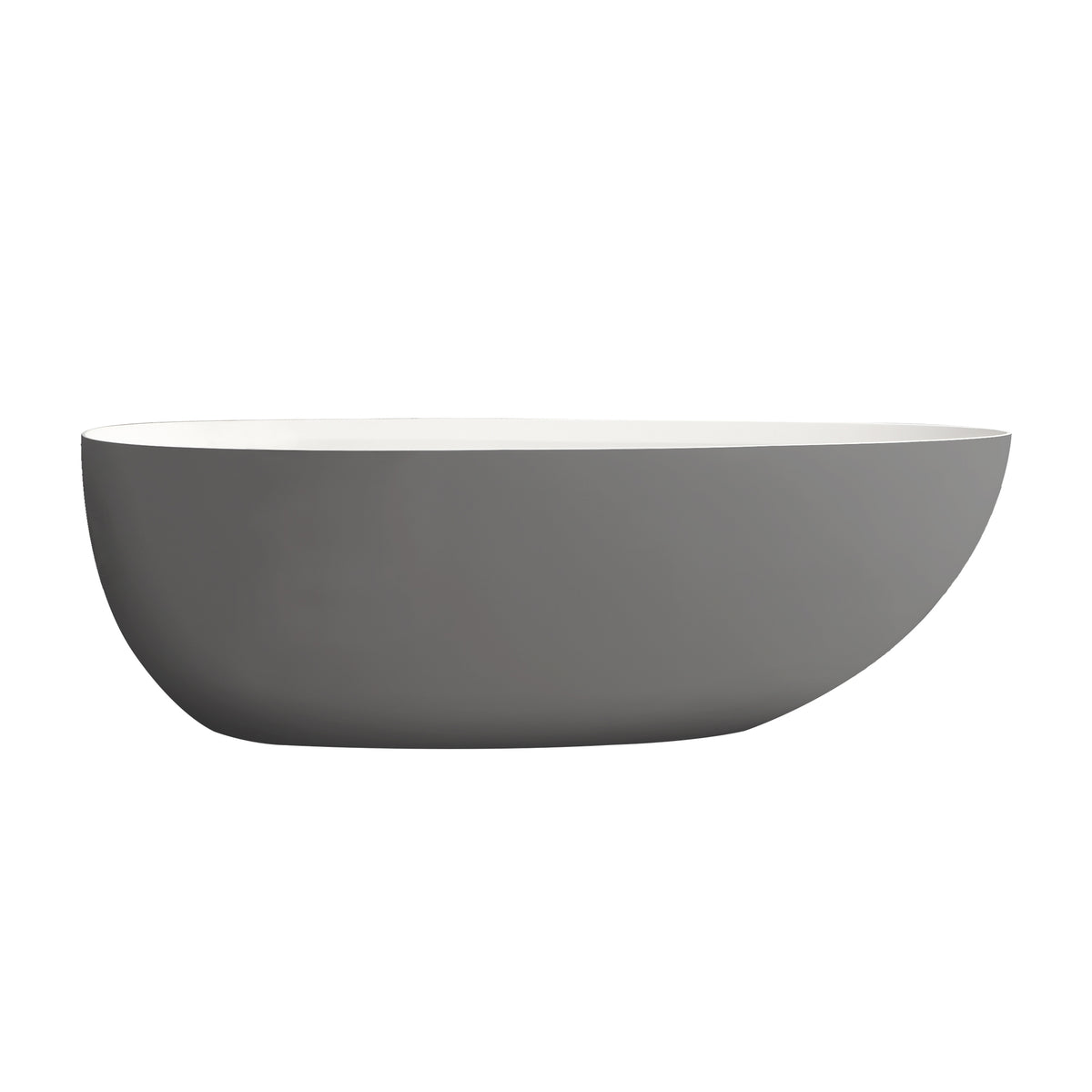RAINLEX 71 in. Egg-Shaped Solid Surface Freestanding Soaking Bathtub
