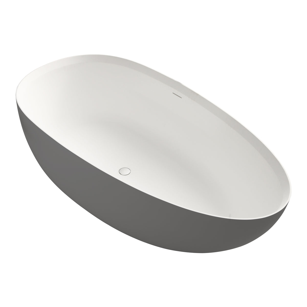 RAINLEX 71 in. Egg-Shaped Solid Surface Freestanding Soaking Bathtub