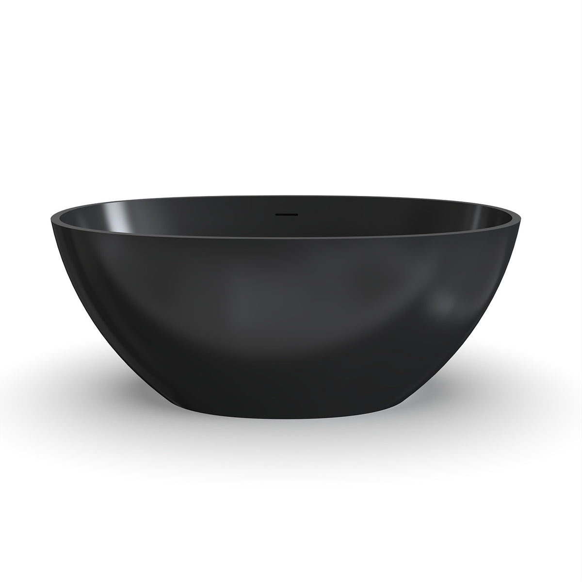 55 in. Oval Solid Surface Freestanding Bathtub, One-Piece Soaking Tub with Center Drain for Small to Medium Bathrooms