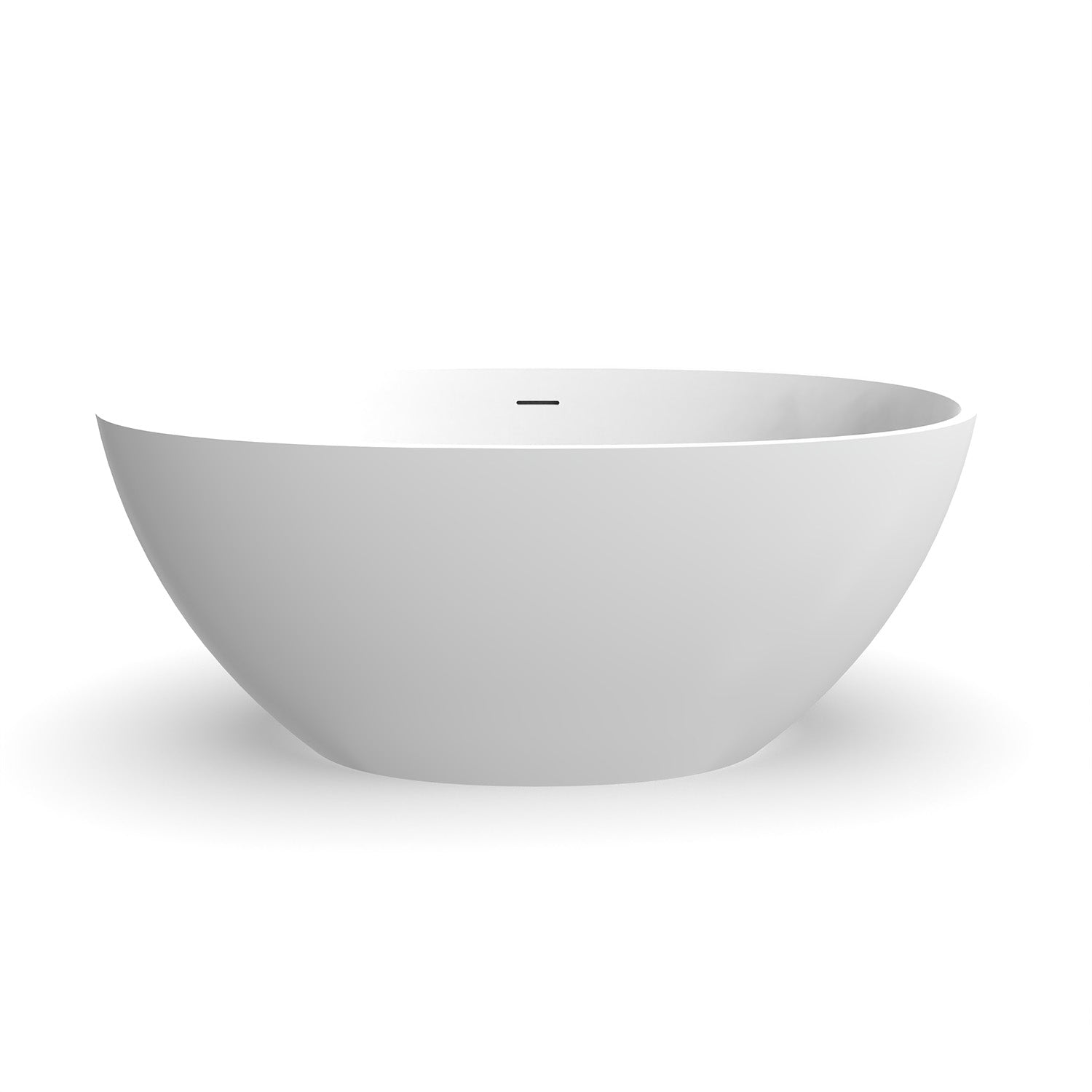 55 in. Oval Solid Surface Freestanding Bathtub, One-Piece Soaking Tub with Center Drain for Small to Medium Bathrooms
