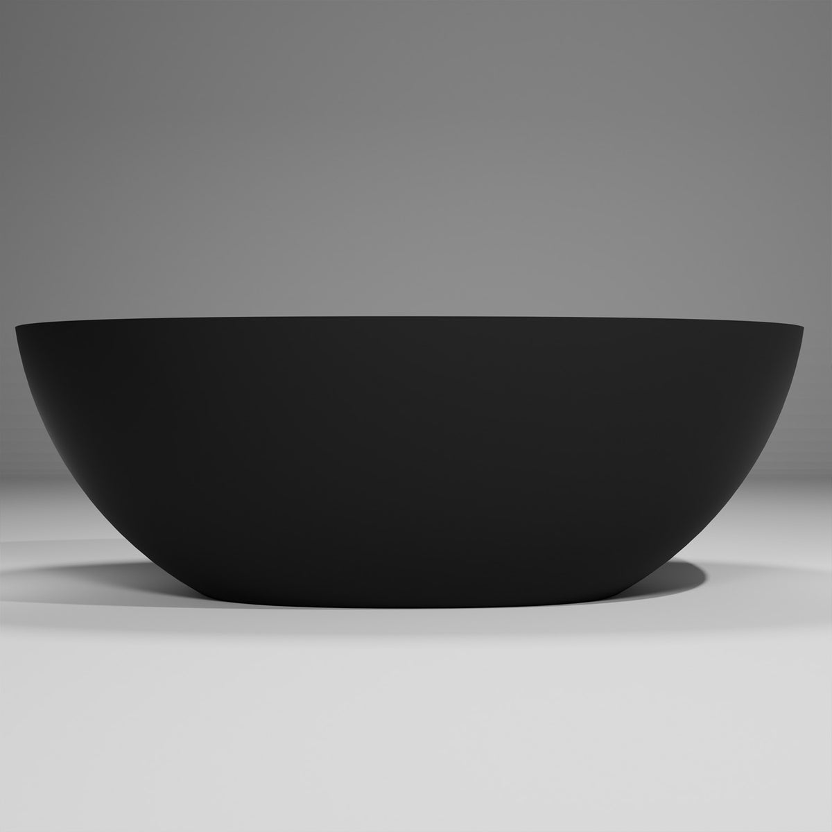 61 in. Oval Solid Surface Freestanding Soaking Bathtub with Overflow, Matte Black