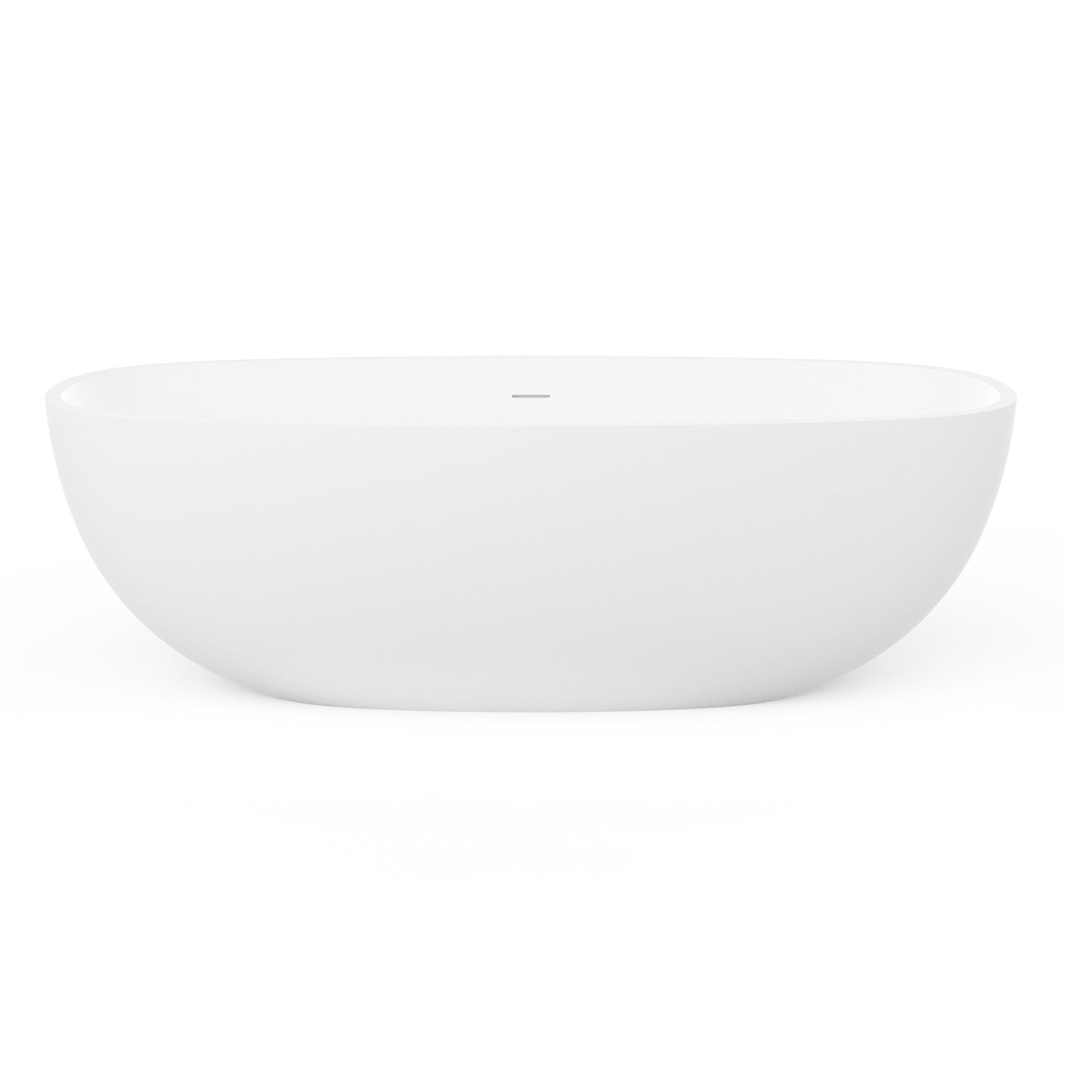 71 in. Matte White Oval Solid Surface Freestanding Soaking Bathtub, One-Piece Stone Resin Bathtub with Center Drain for Medium to Large Bathrooms