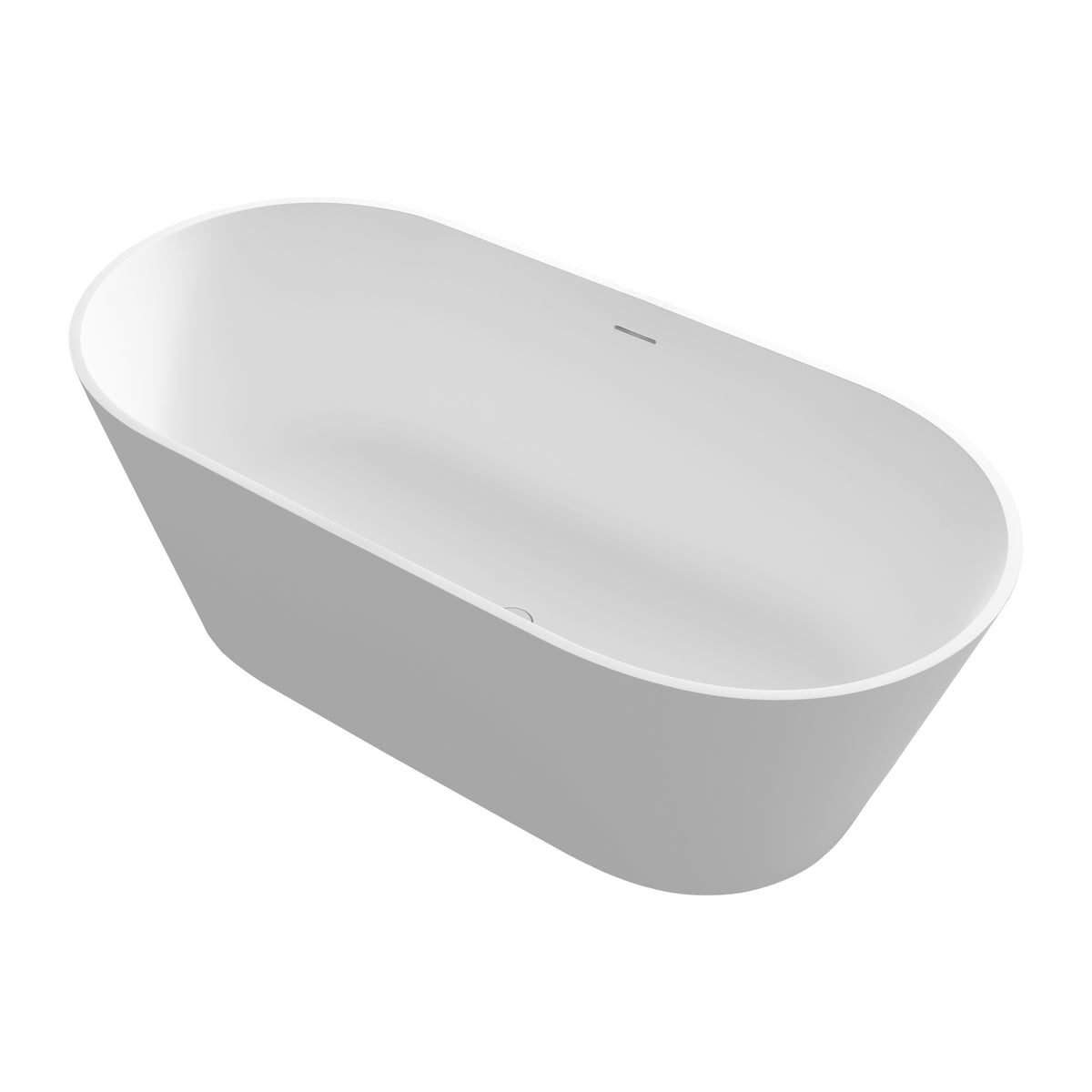 Baignoire autoportante ovale de 63 po en surface solide avec trop-plein RX-S03-63