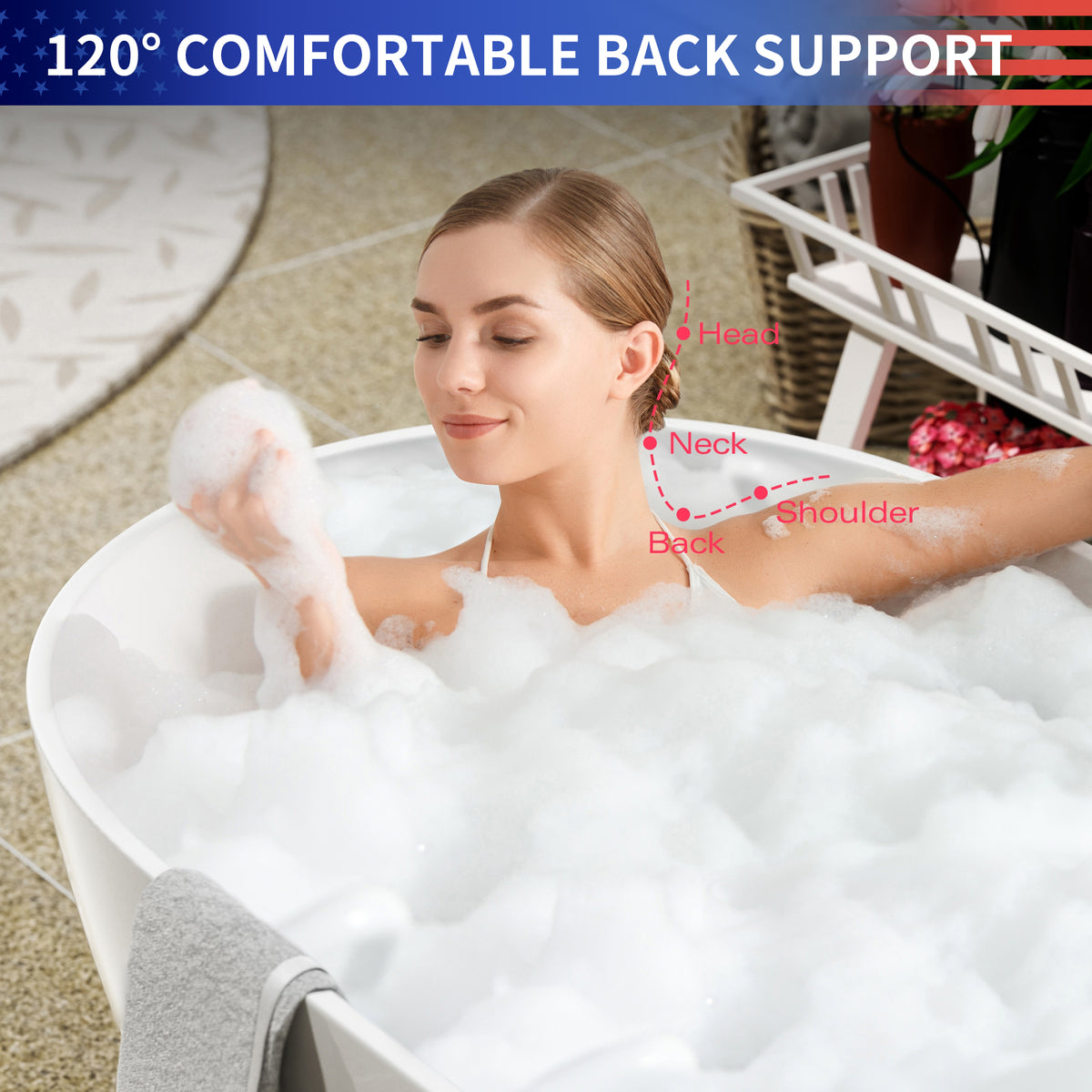 RAINLEX 63 in. Freestanding Stone Resin Soaking Bathtub in Matte White