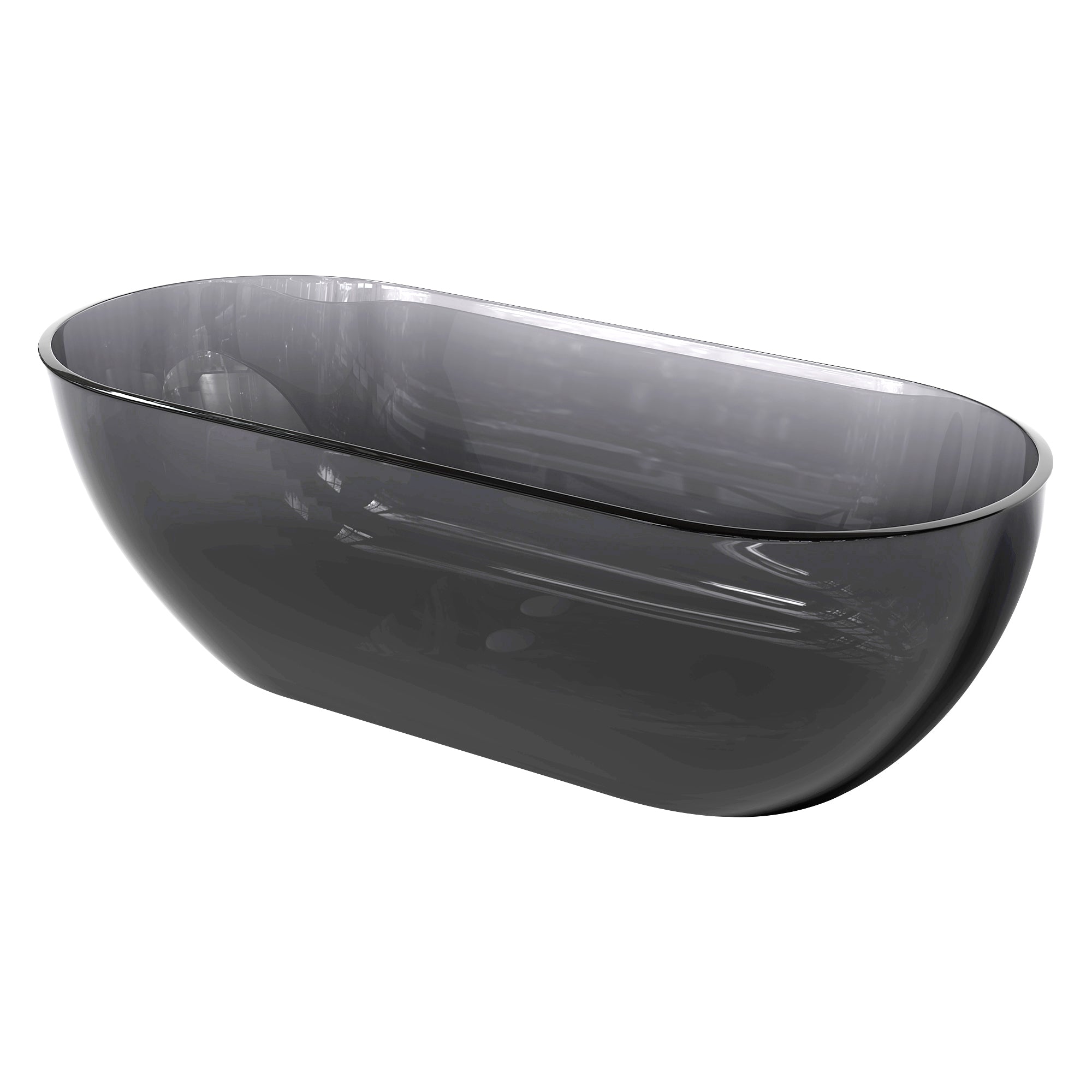69" Oval Transparent Black Solid Surface Freestanding Soaking Bathtub
