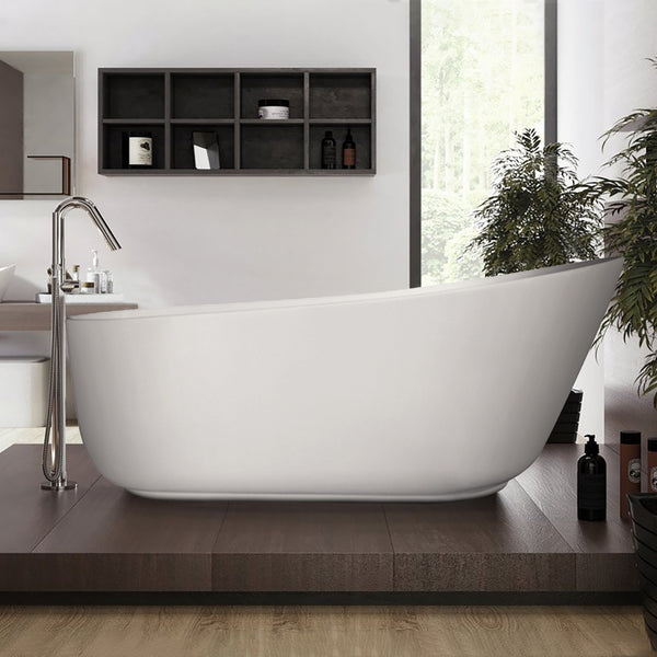 67" Oval Shaped Freestanding Solid Surface Soaking Bathtub with Overflow RX-S06-67