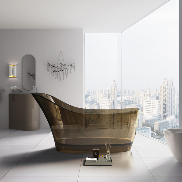 67" Oval Shaped Freestanding Solid Surface Soaking Bathtub RX-S08-67GG