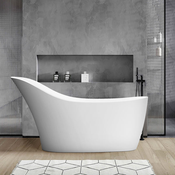 67" Oval Shaped Freestanding Solid Surface Soaking Bathtub with Overflow RX-S08-67