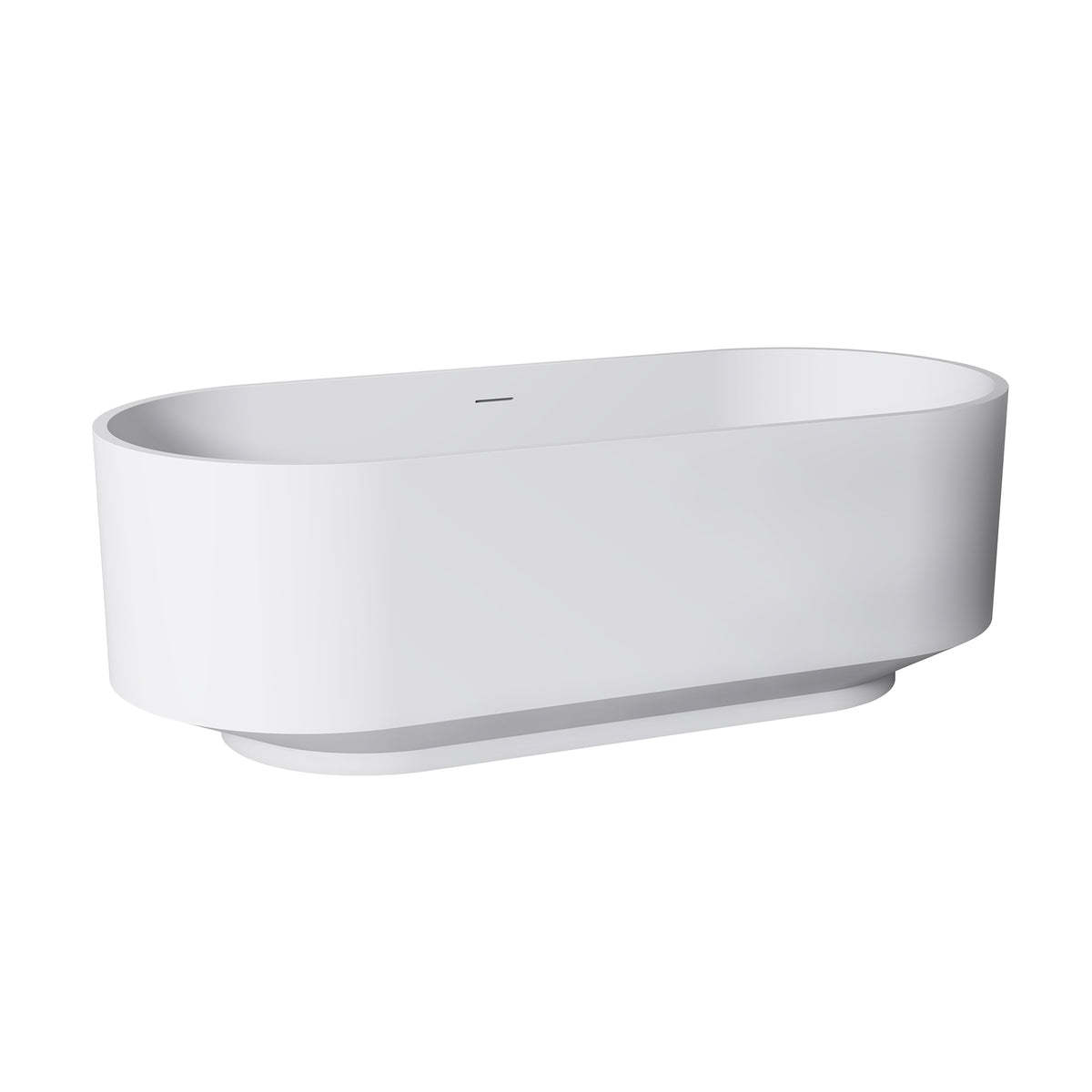 RAINLEX 67 in. Oval Solid Surface Freestanding Soaking Bathtub (S09)