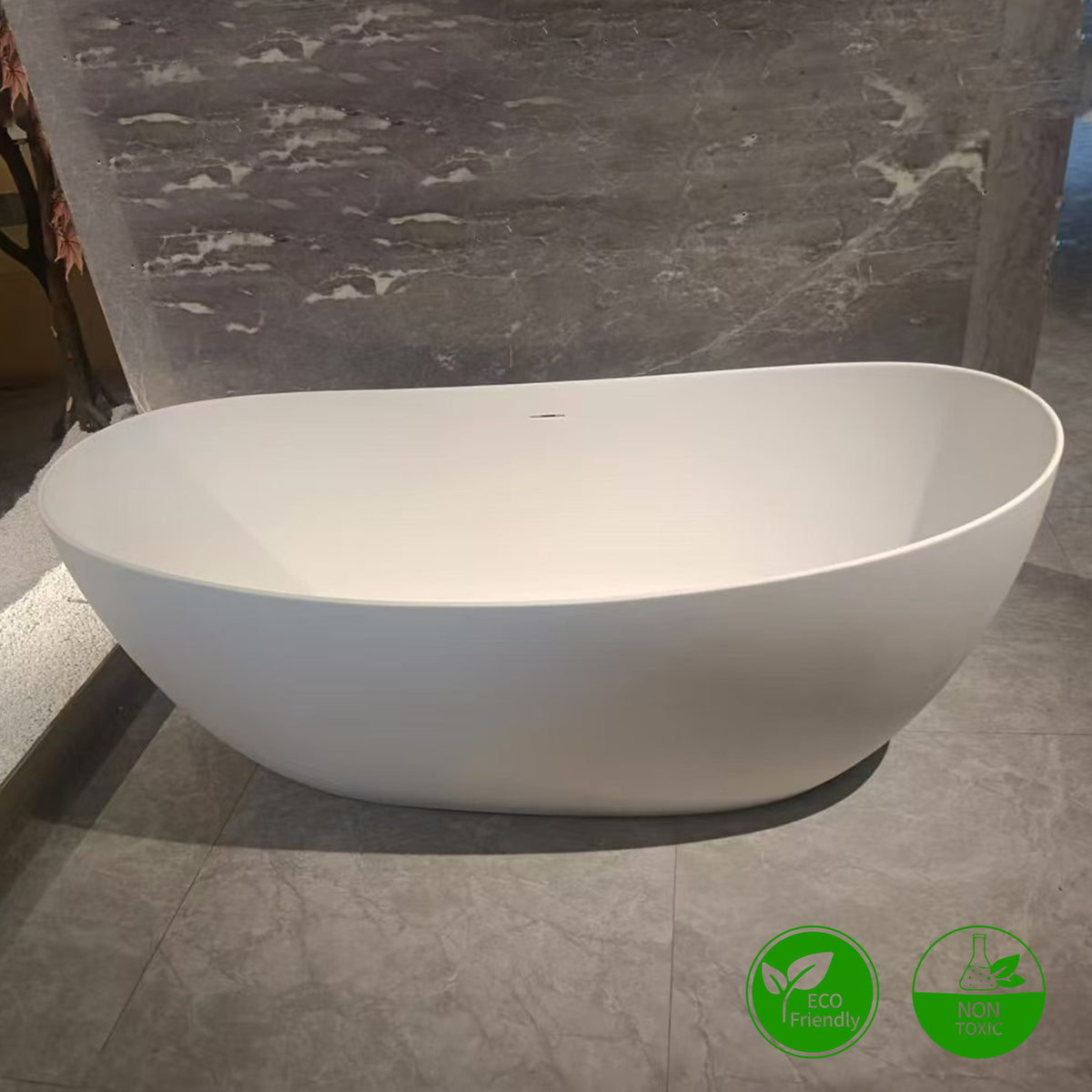 63" Solid Surface Freestanding Soaking Bathtub (S18)