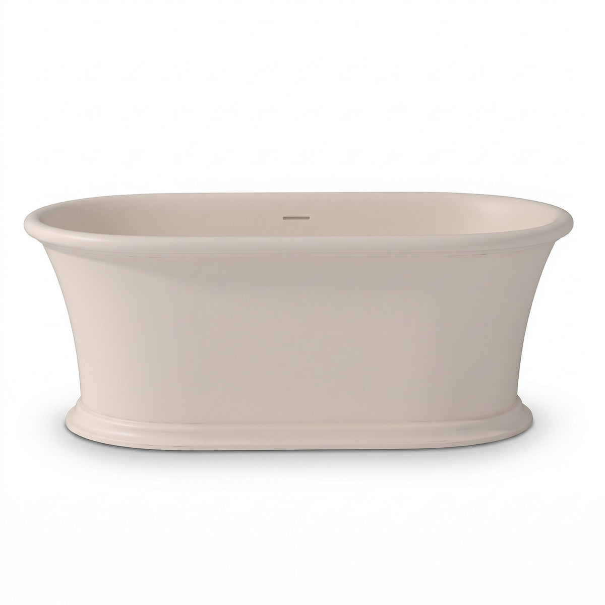 61 in. Matte Cream Solid Surface Freestanding Soaking Bathtub