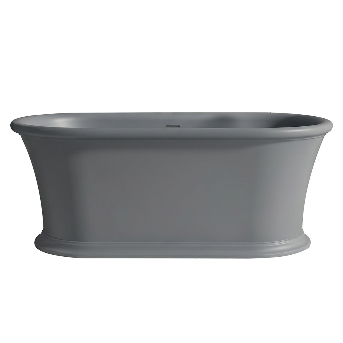 61 in. Matte Grey Solid Surface Freestanding Soaking Bathtub