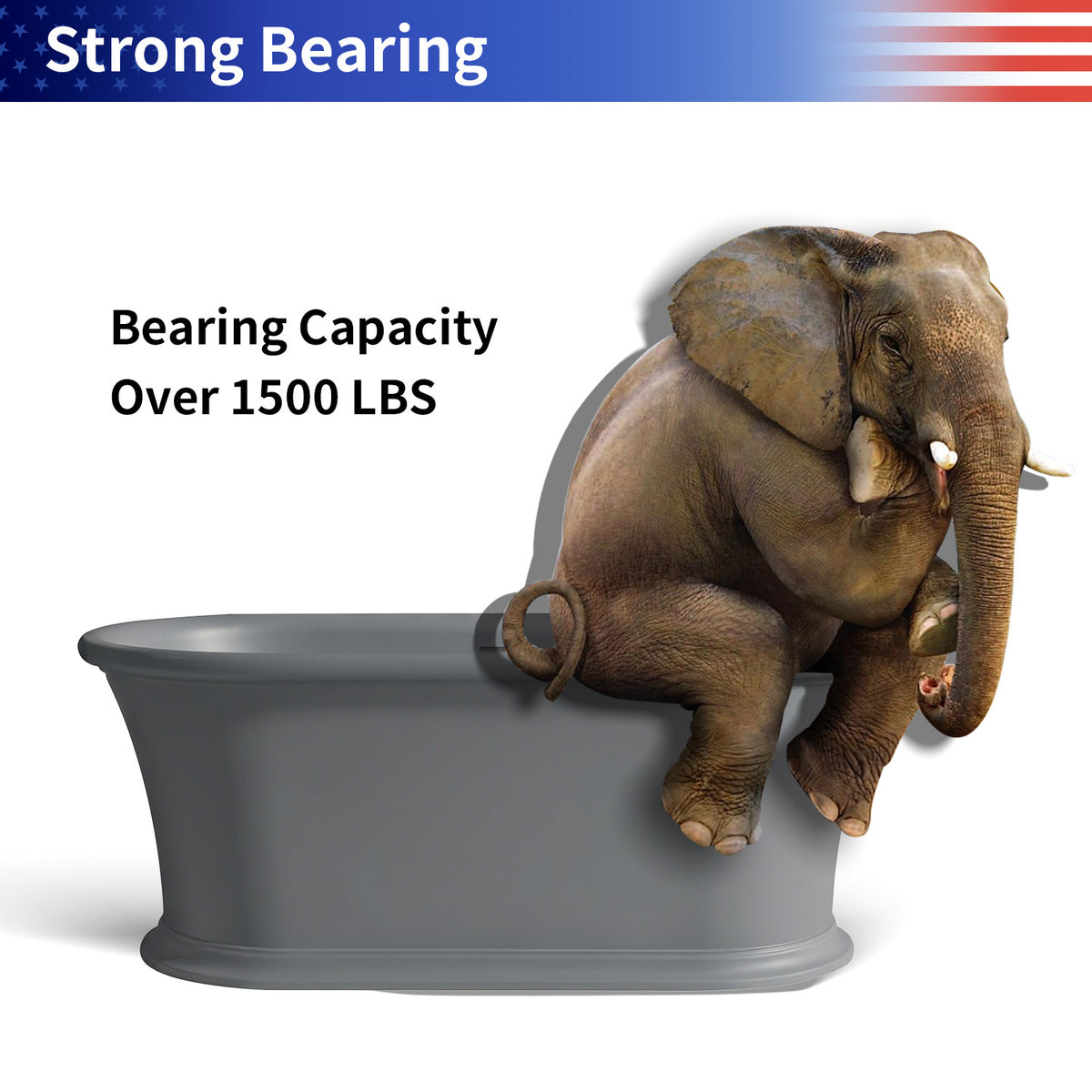 61 in. Matte Grey Solid Surface Freestanding Soaking Bathtub