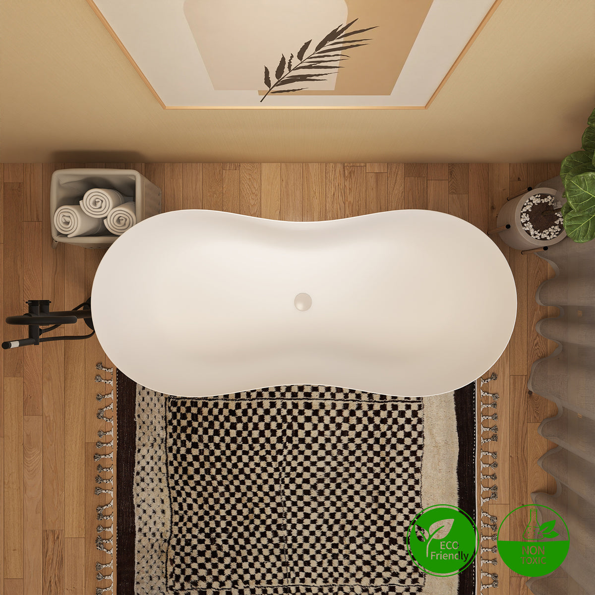RAINLEX 67" Solid Surface Freestanding Soaking Bathtub (S22)