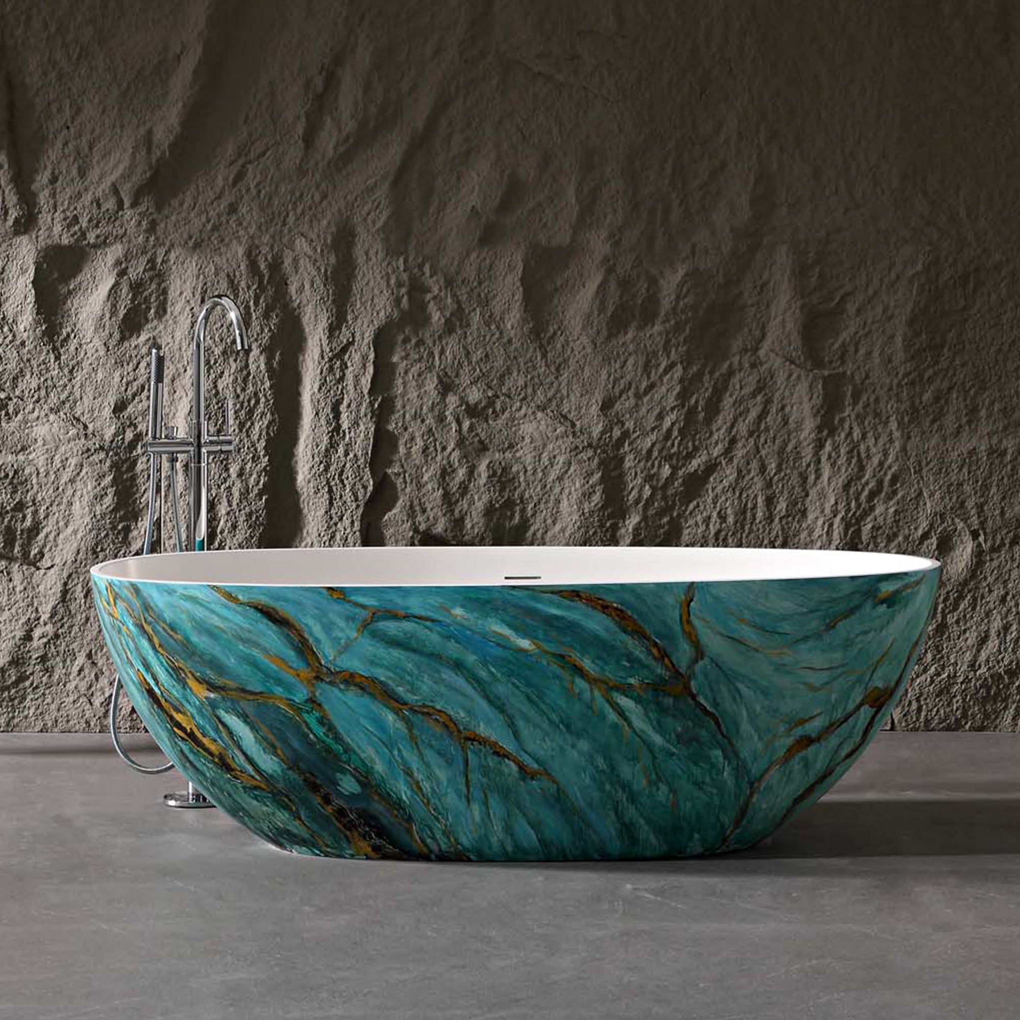 Rainlex 65" Two-Tone Stone Resin Freestanding Bathtub