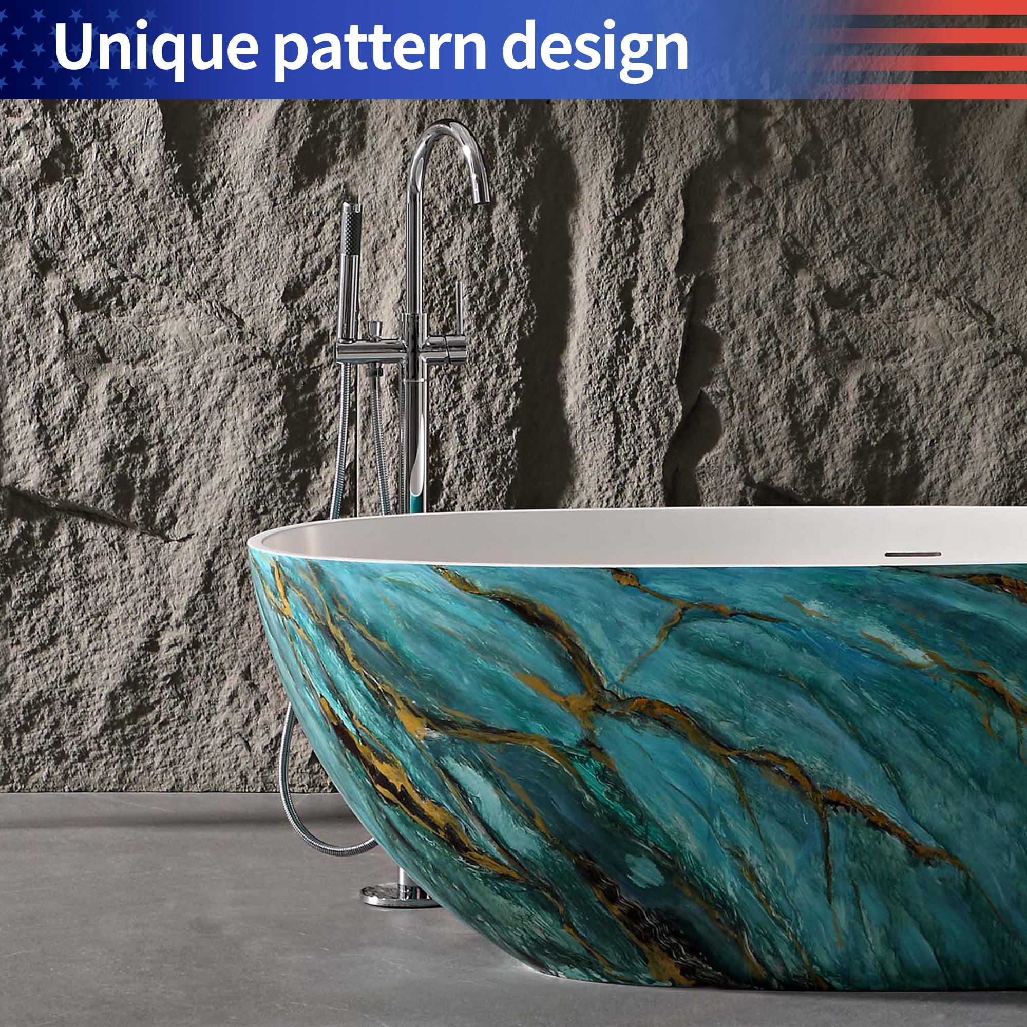 Rainlex 65" Two-Tone Stone Resin Freestanding Bathtub