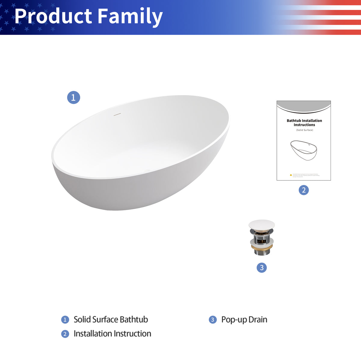 RAINLEX 67 in. Freestanding Stone Resin Soaking Bathtub